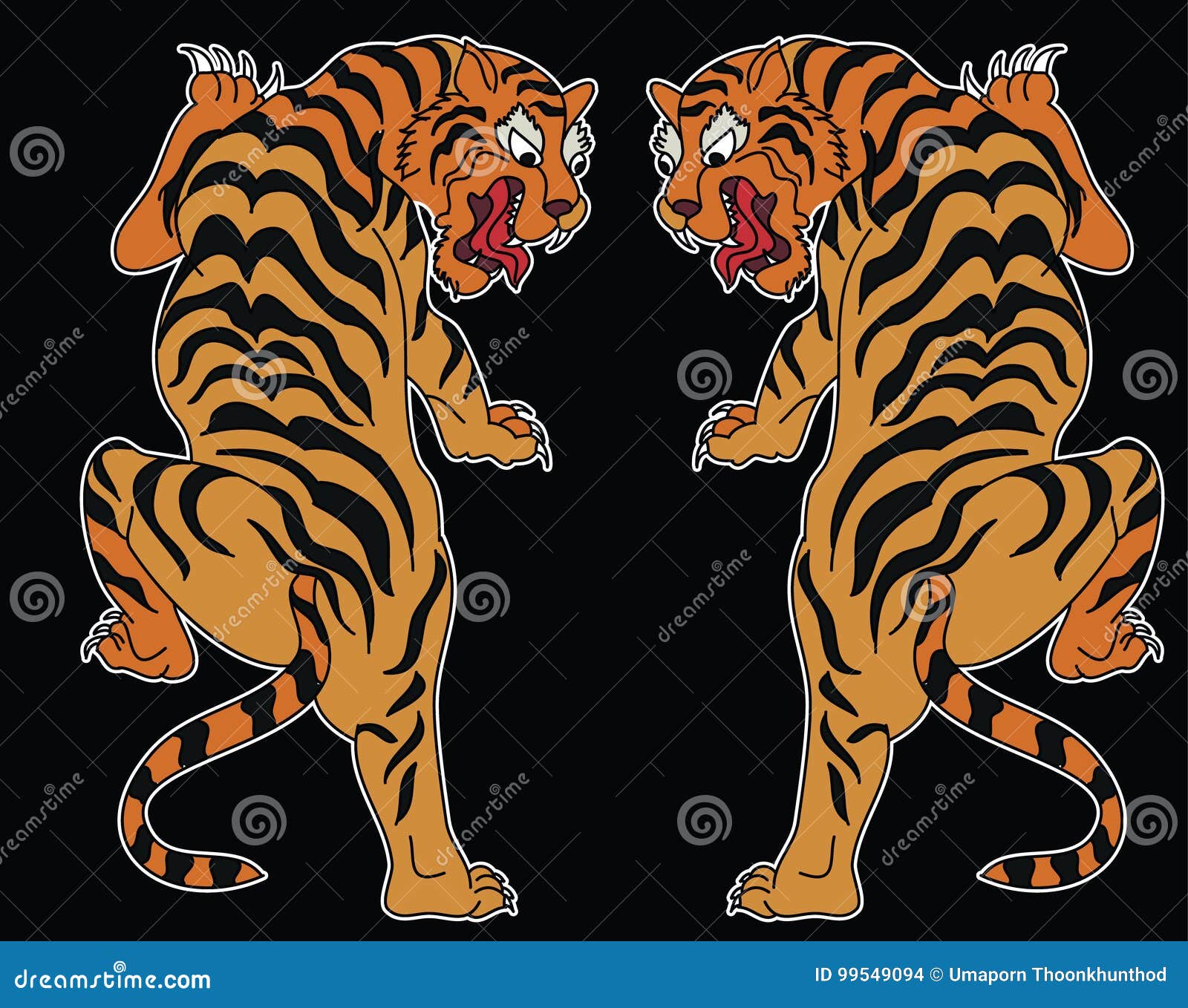 Vector Illustration Japanese Tiger Tattoo Style Stock Vector (Royalty Free)  728932543 | Shutterstock