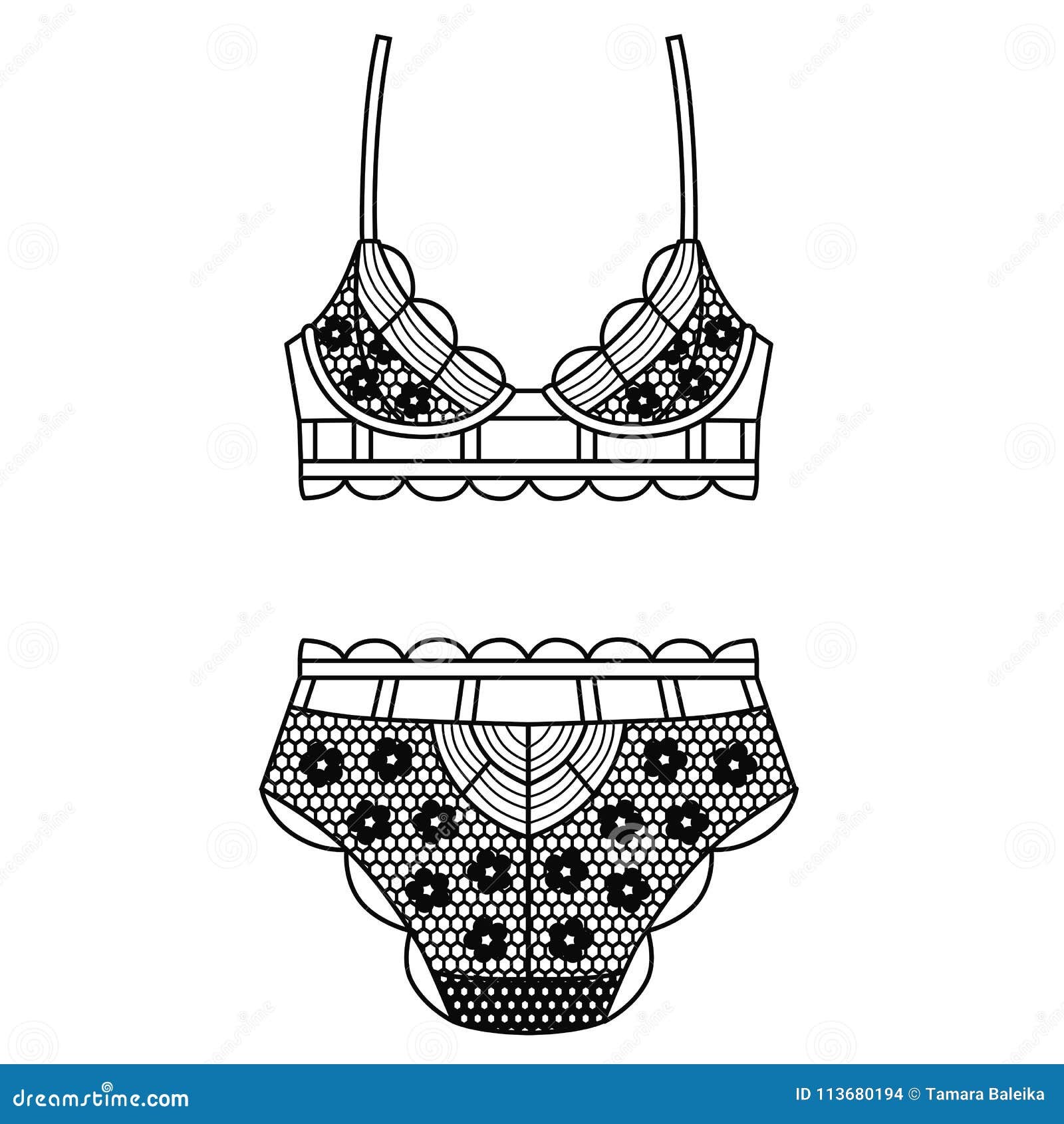 Hand Drawn Lingerie. Panty and Bra Set Stock Vector - Illustration of  feminine, cute: 113680194