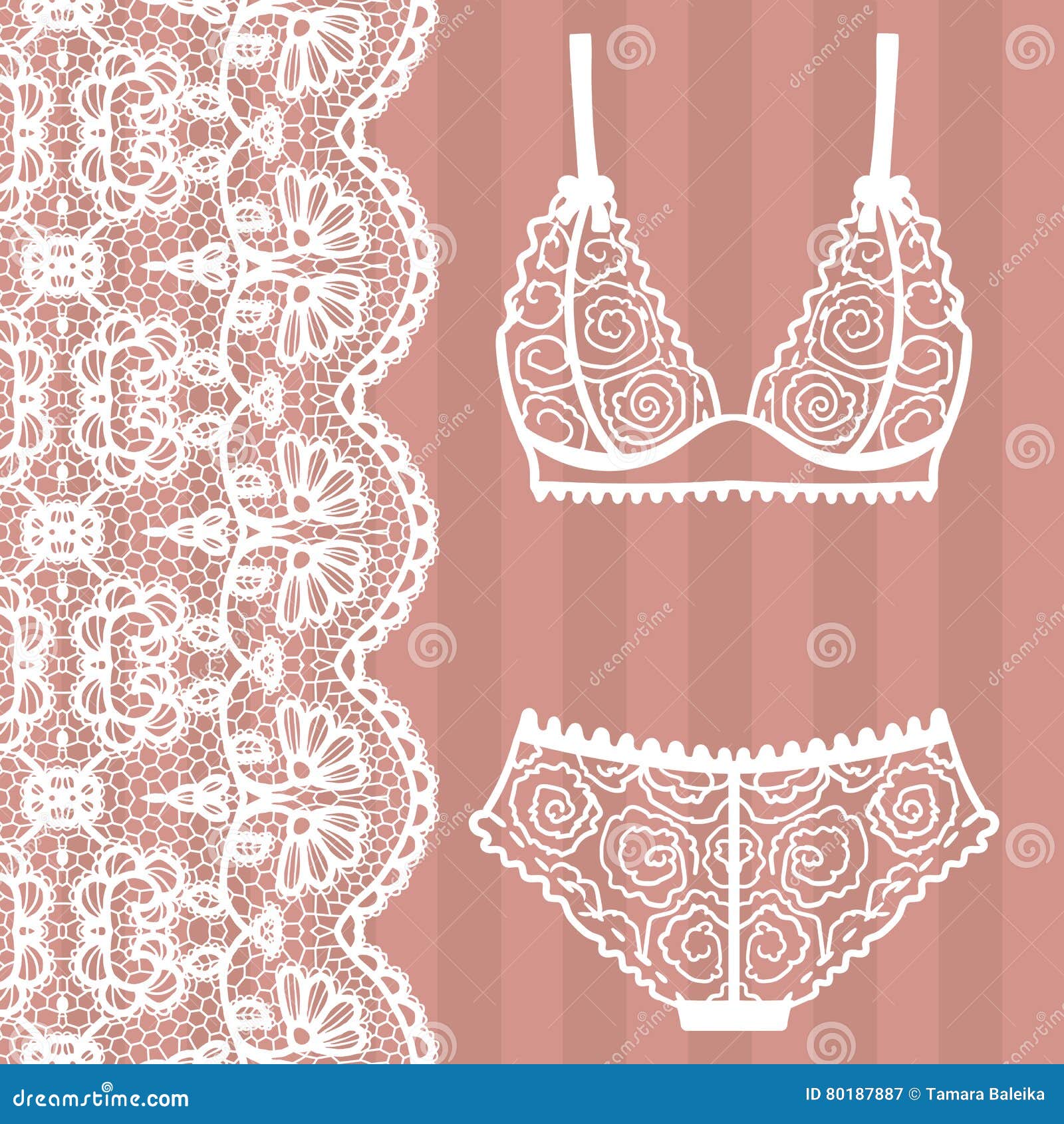 Hand Drawn Lingerie. Panty and Bra Set Stock Vector Illustration of