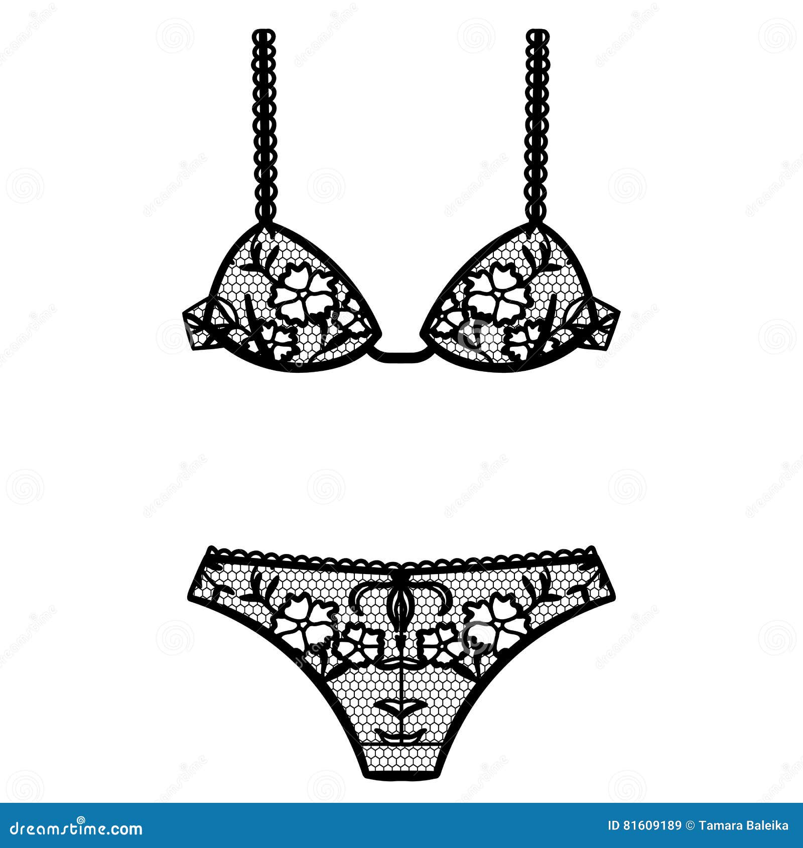Hand Drawn Lingerie. Panty and Bra Set Stock Vector - Illustration of ...