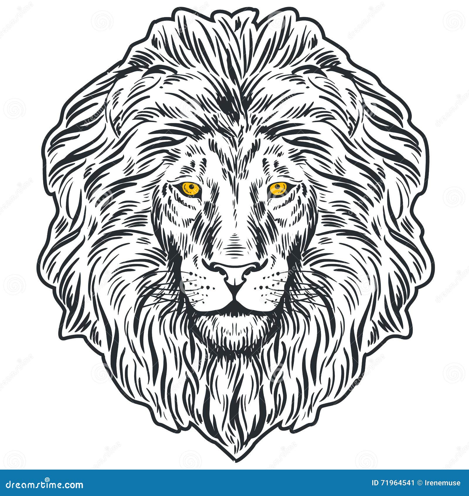 Hand Drawn Lion Head . Banner, Poster, Card, T-shirt Design Template ...