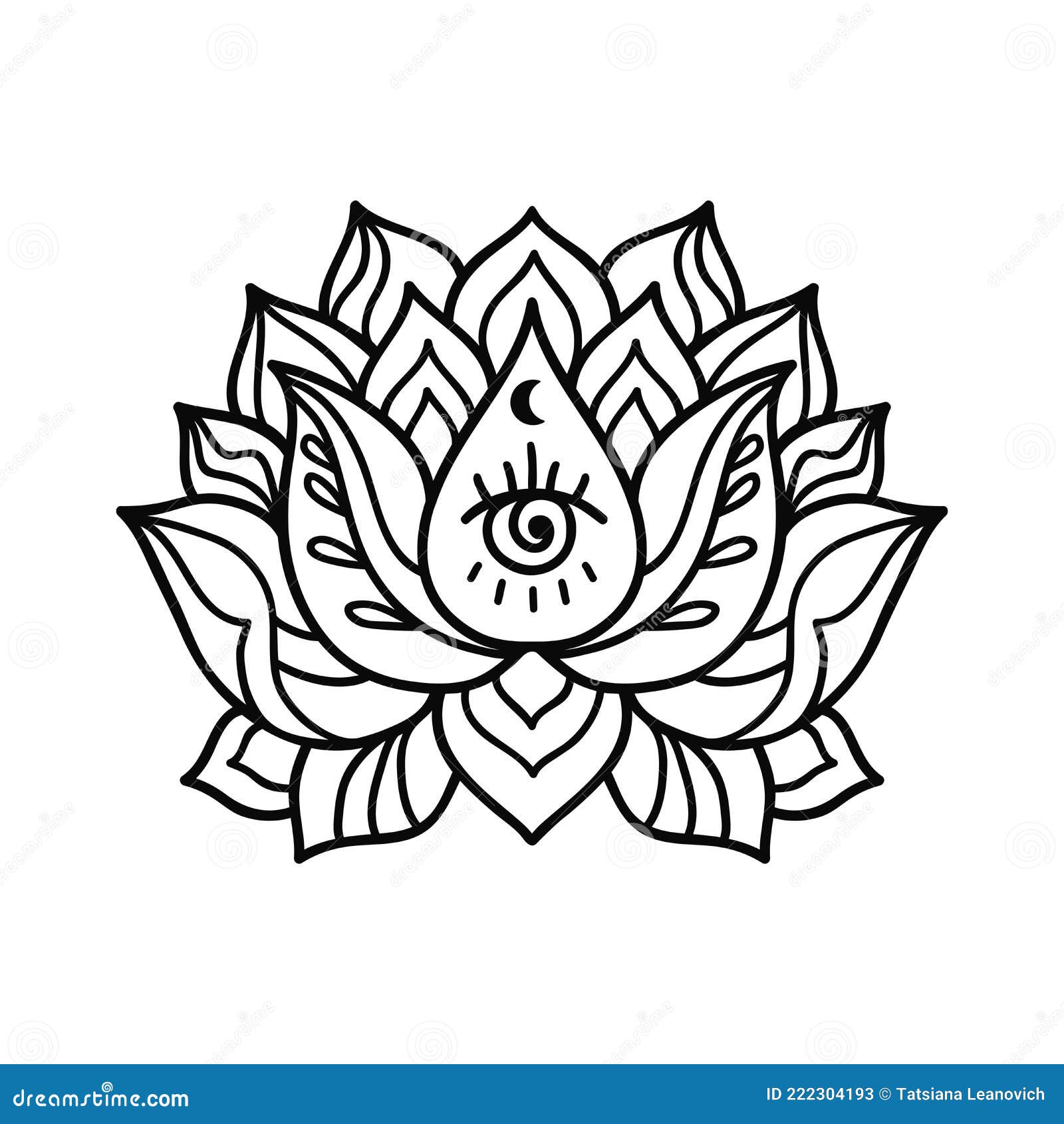 Hand Drawn Lotus Flower Tattoo Design. Graphic Mandala Pattern. Stock  Vector - Illustration of outline, abstract: 222304193