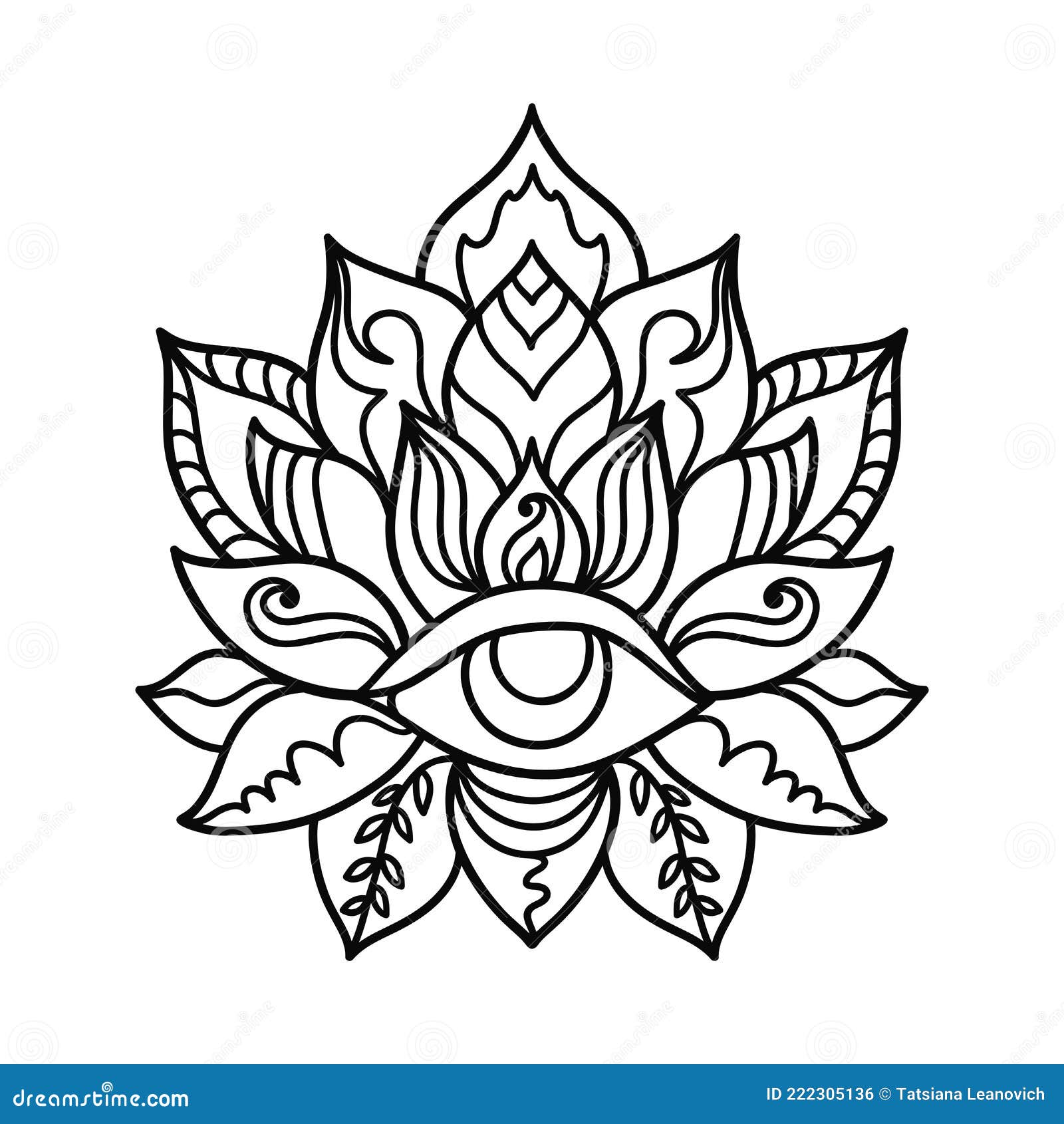 Hand Drawn Lotus Flower Tattoo Design. Graphic Mandala Pattern. Stock  Vector - Illustration of logo, vector: 222305136