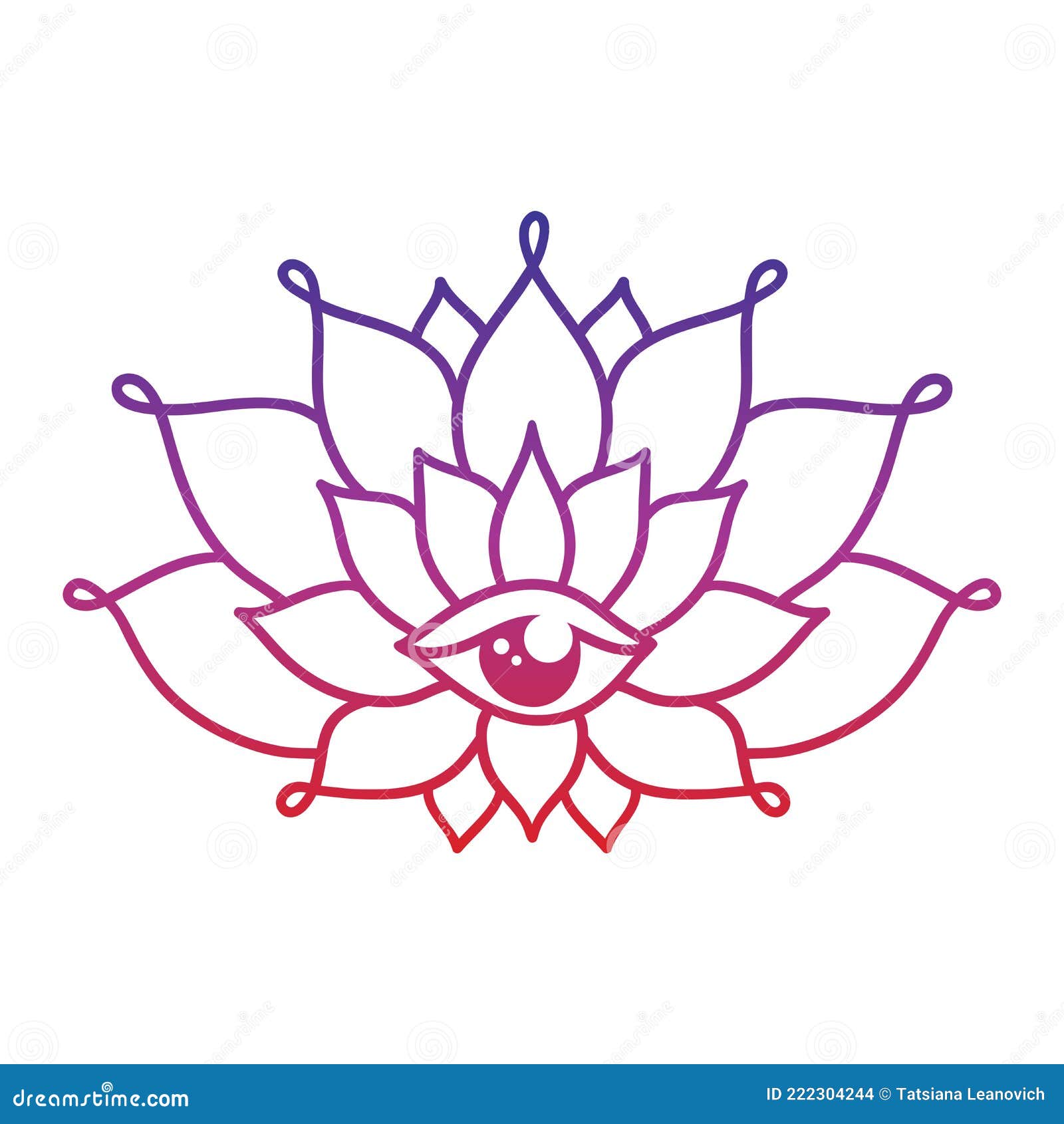 Hand Drawn Lotus Flower Tattoo Design with Third Eye. Graphic Mandala  Pattern Stock Vector - Illustration of lotus, indian: 222304244