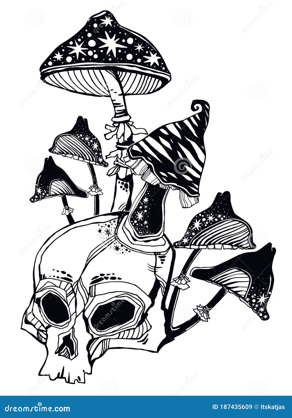Brennan Walker Bird Skull Mushrooms Tattoo by Brennan Walker TattooNOW
