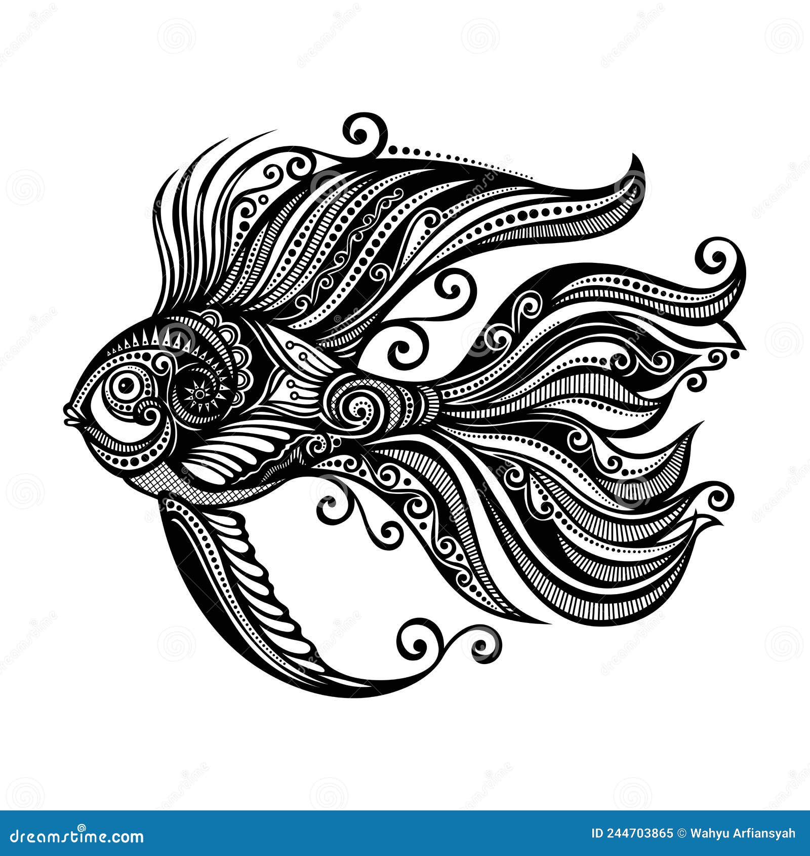 Hand Drawn Mandala Fish Decorative Ornament. Stock Vector ...
