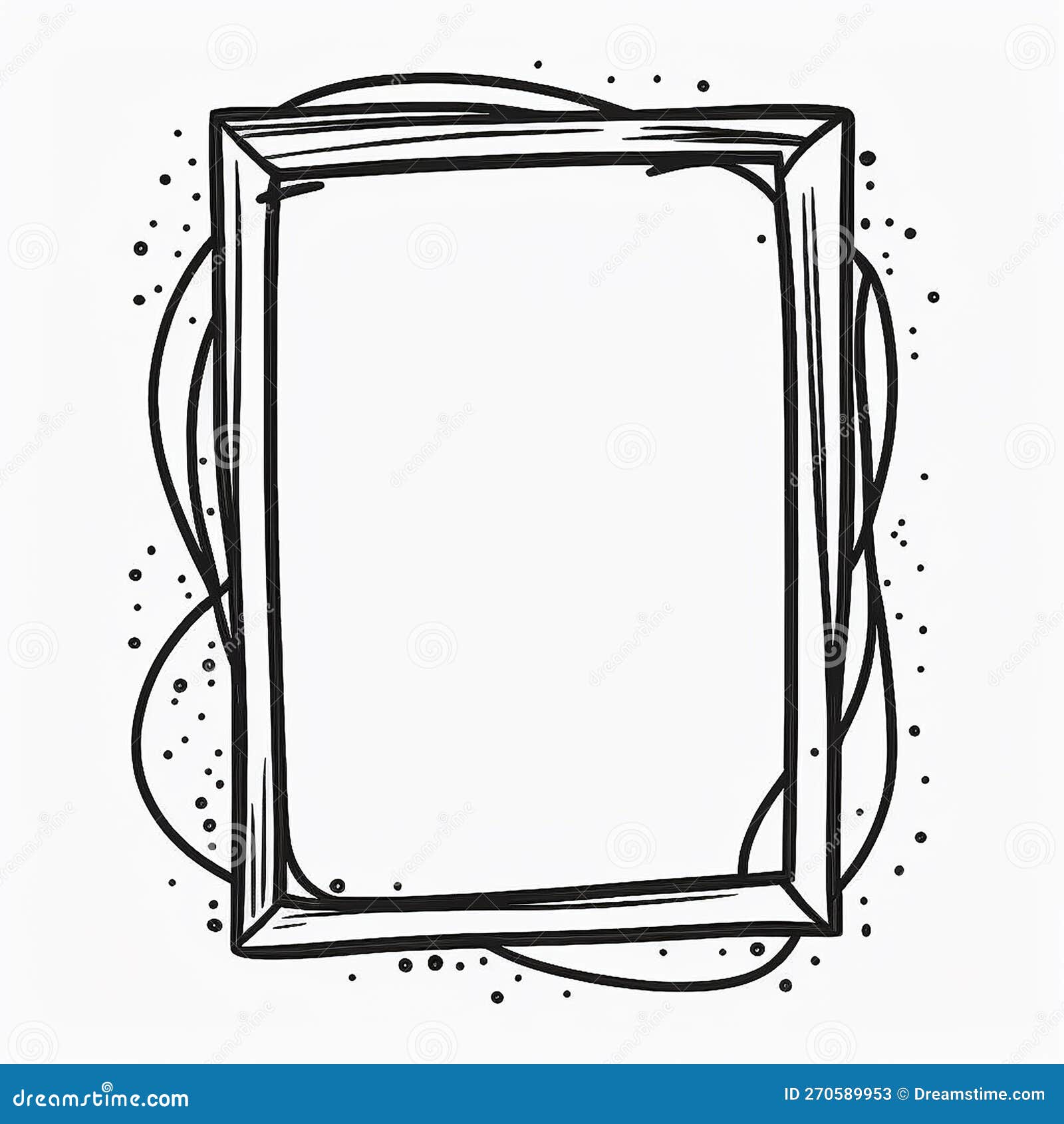 hand drawn minimalistic black and white picture frame, generative ai