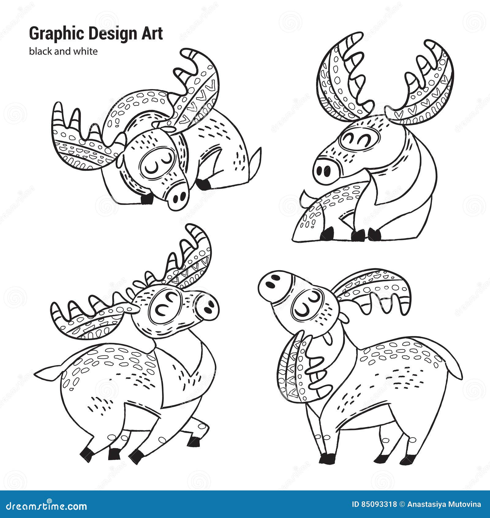 Moose Coloring Page Stock Illustrations – 20 Moose Coloring Page ...
