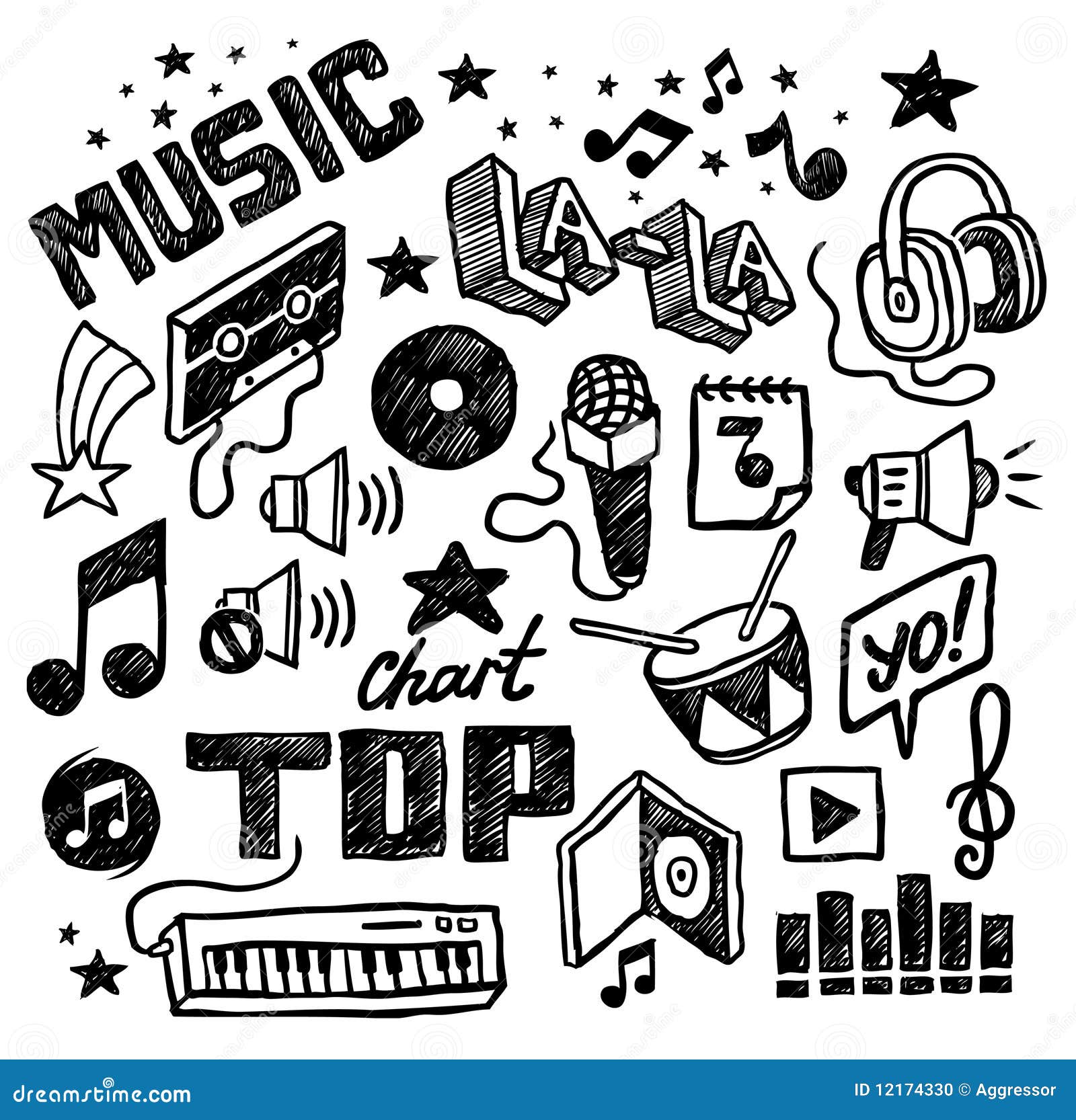 hand drawn musical icons 12174330