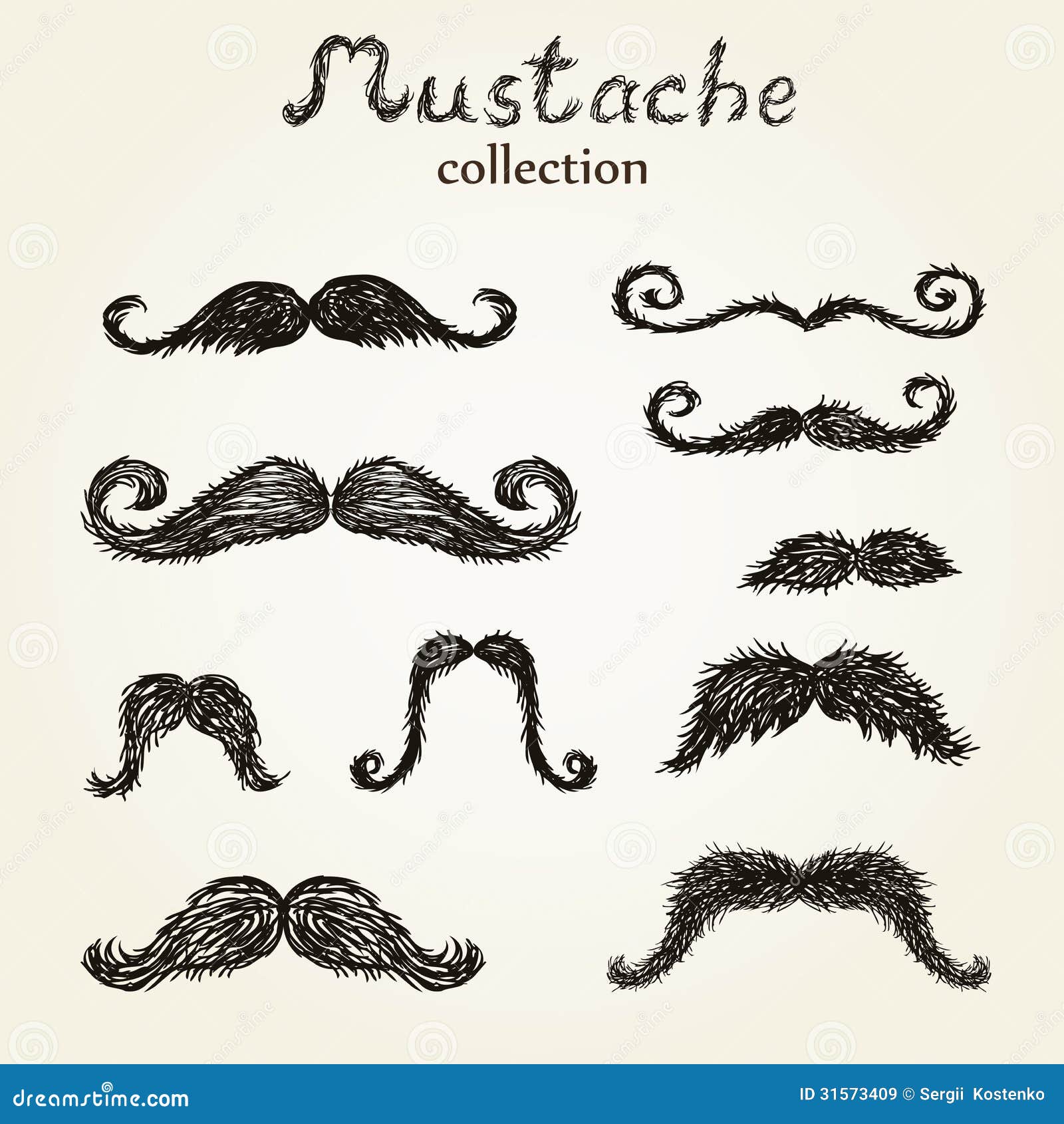 Hand Drawn Mustaches Set Royalty Free Stock Images - Image 