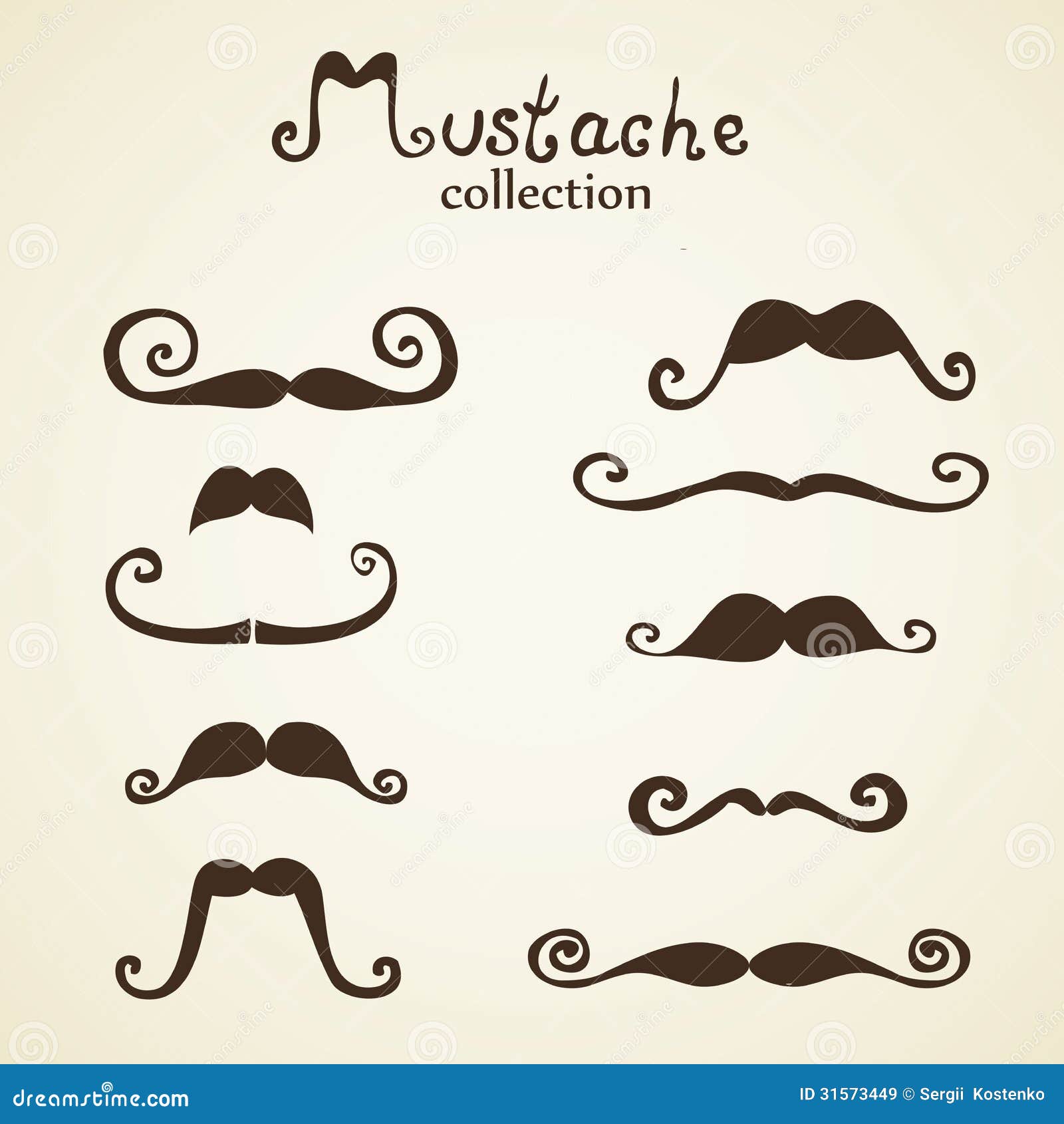 Hand drawn mustaches set stock vector. Image of symbol 