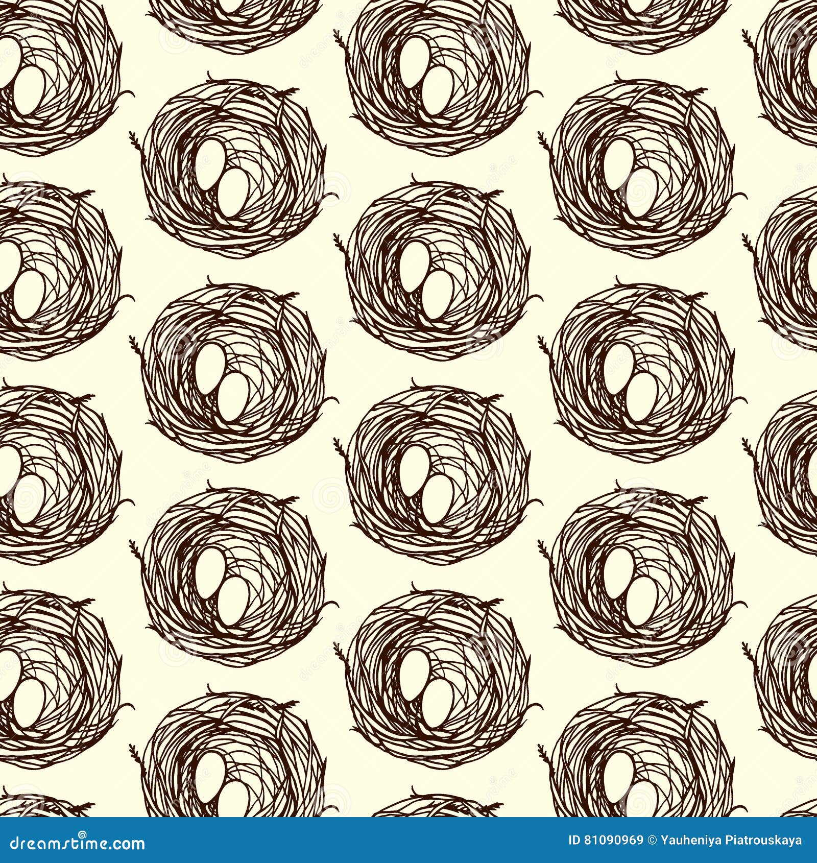 Hand drawn nests pattern stock vector. Illustration of ecology 81090969
