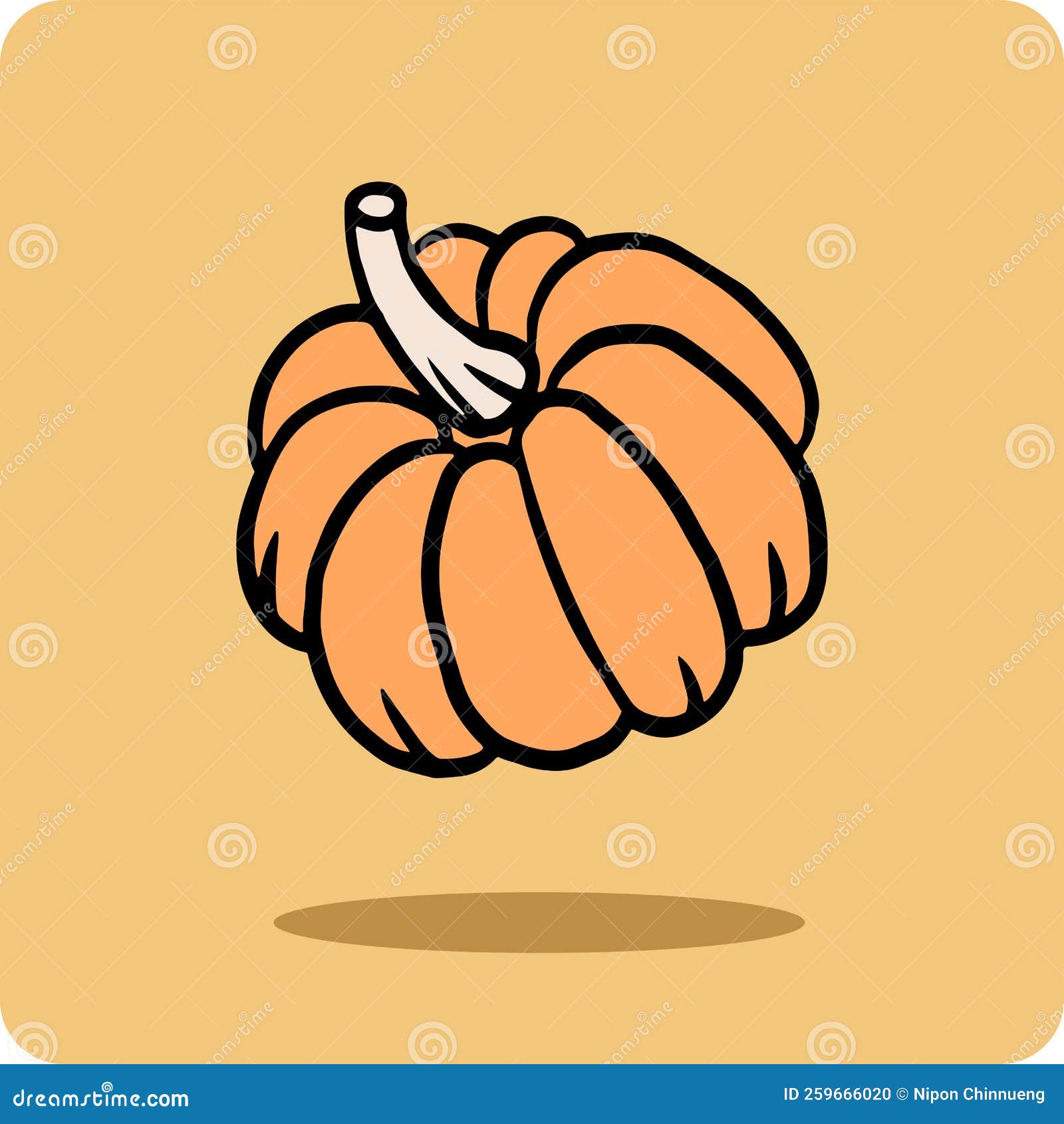 Hand drawn orange pumpkin stock illustration. Illustration of doodle
