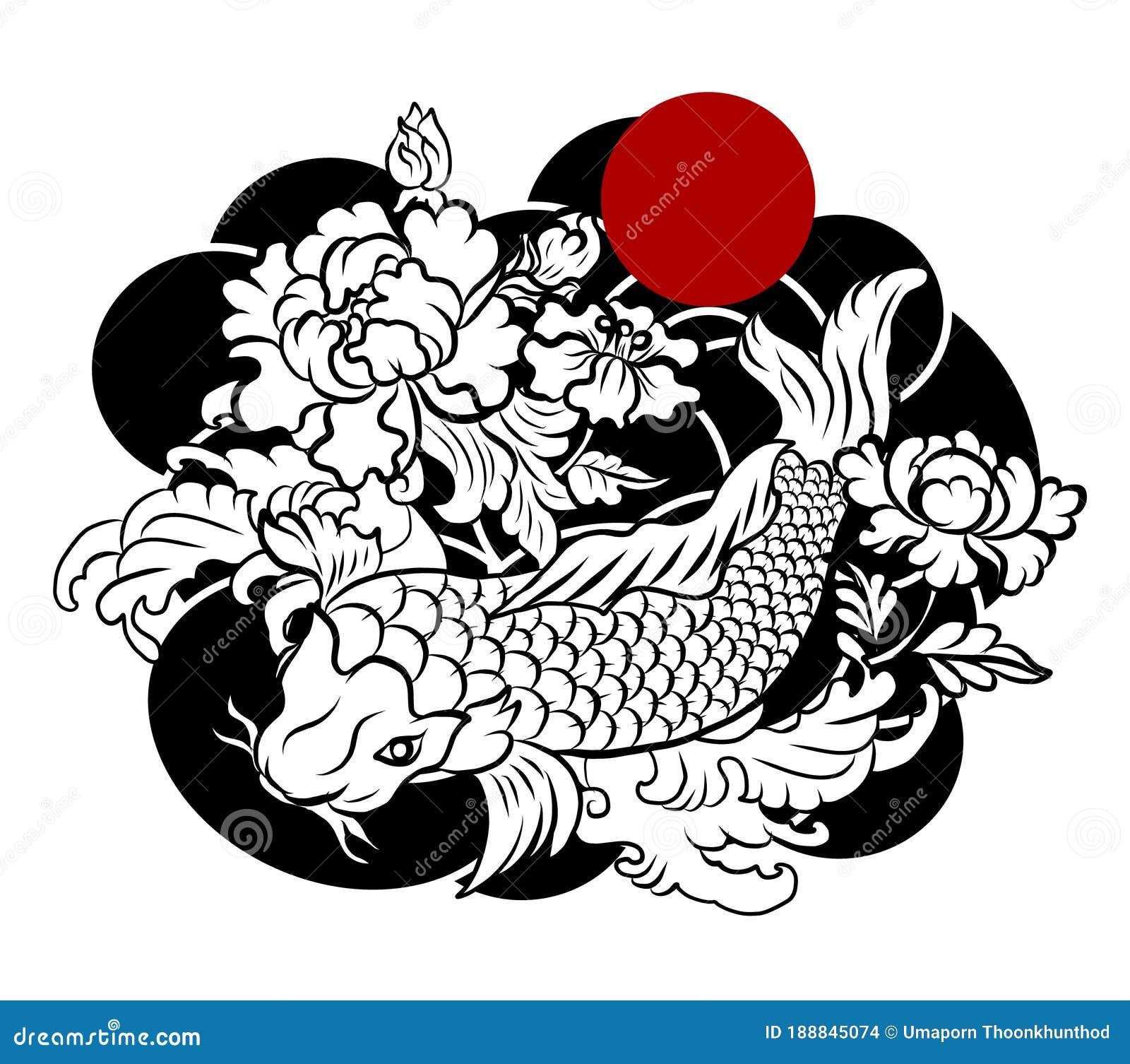 koi fish tattoos outline