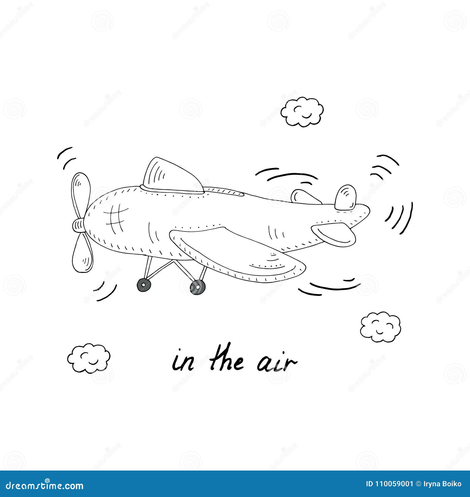 Hand Drawn Page for Coloring Book with Helicopter Cartoon Vector