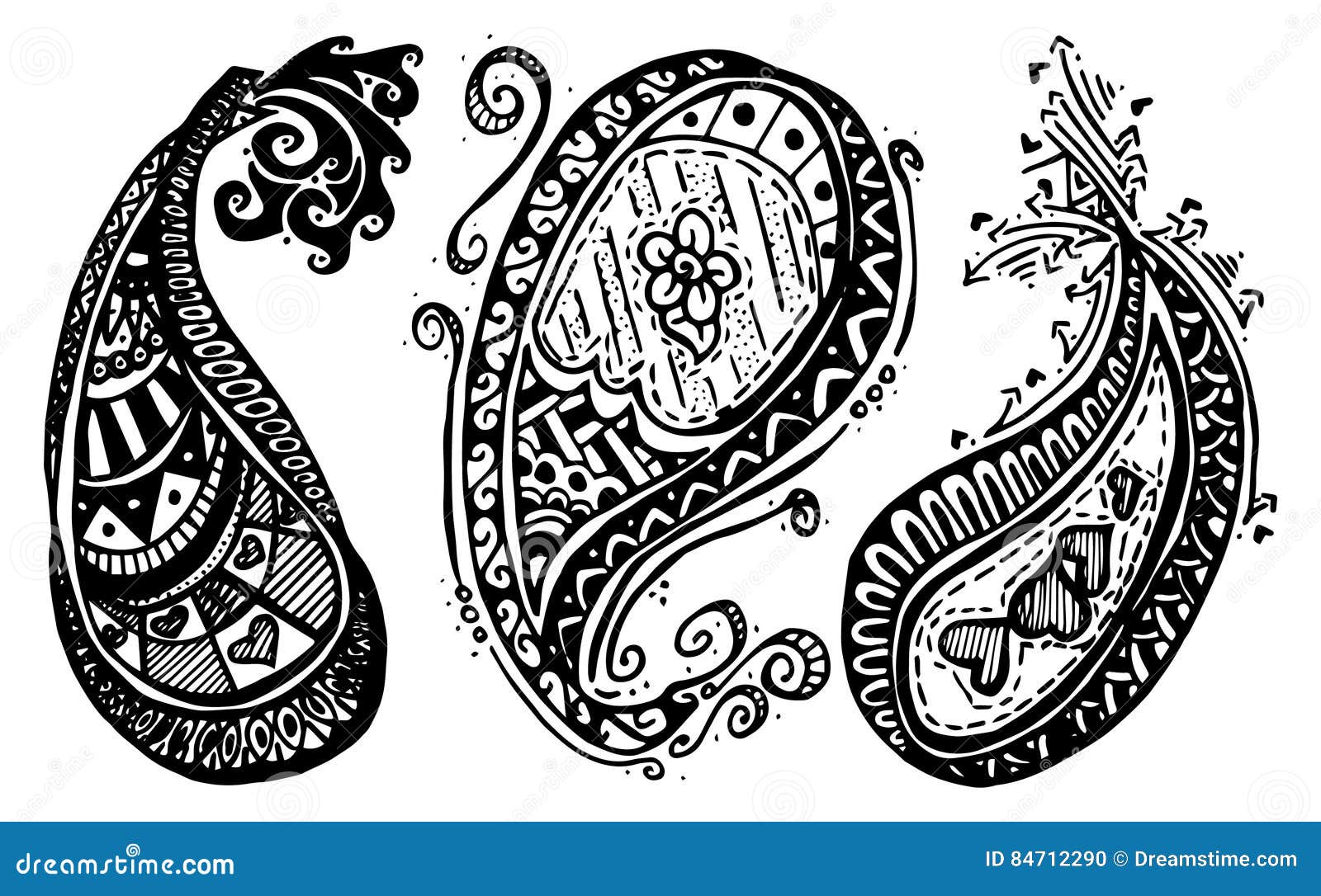 Hand Drawn Paisley stock illustration. Illustration of decoration