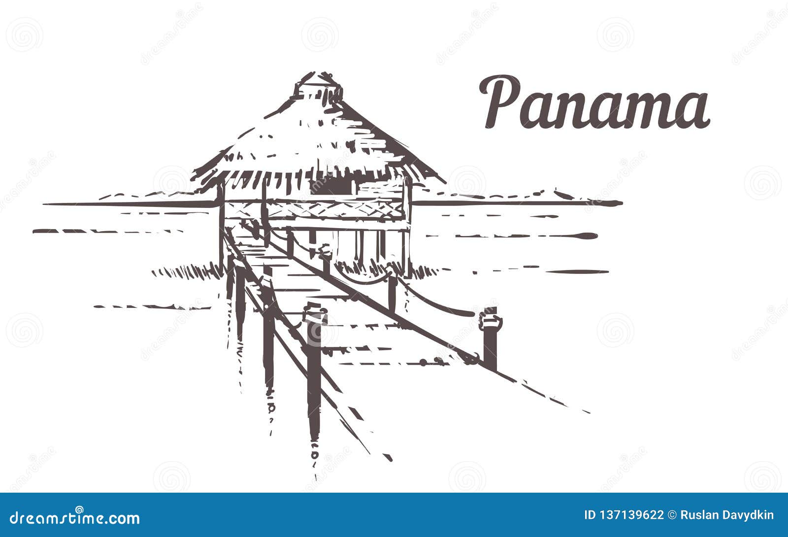 Hand Drawn Palm iBeachi Panama Resort With iBeachi iHousei 