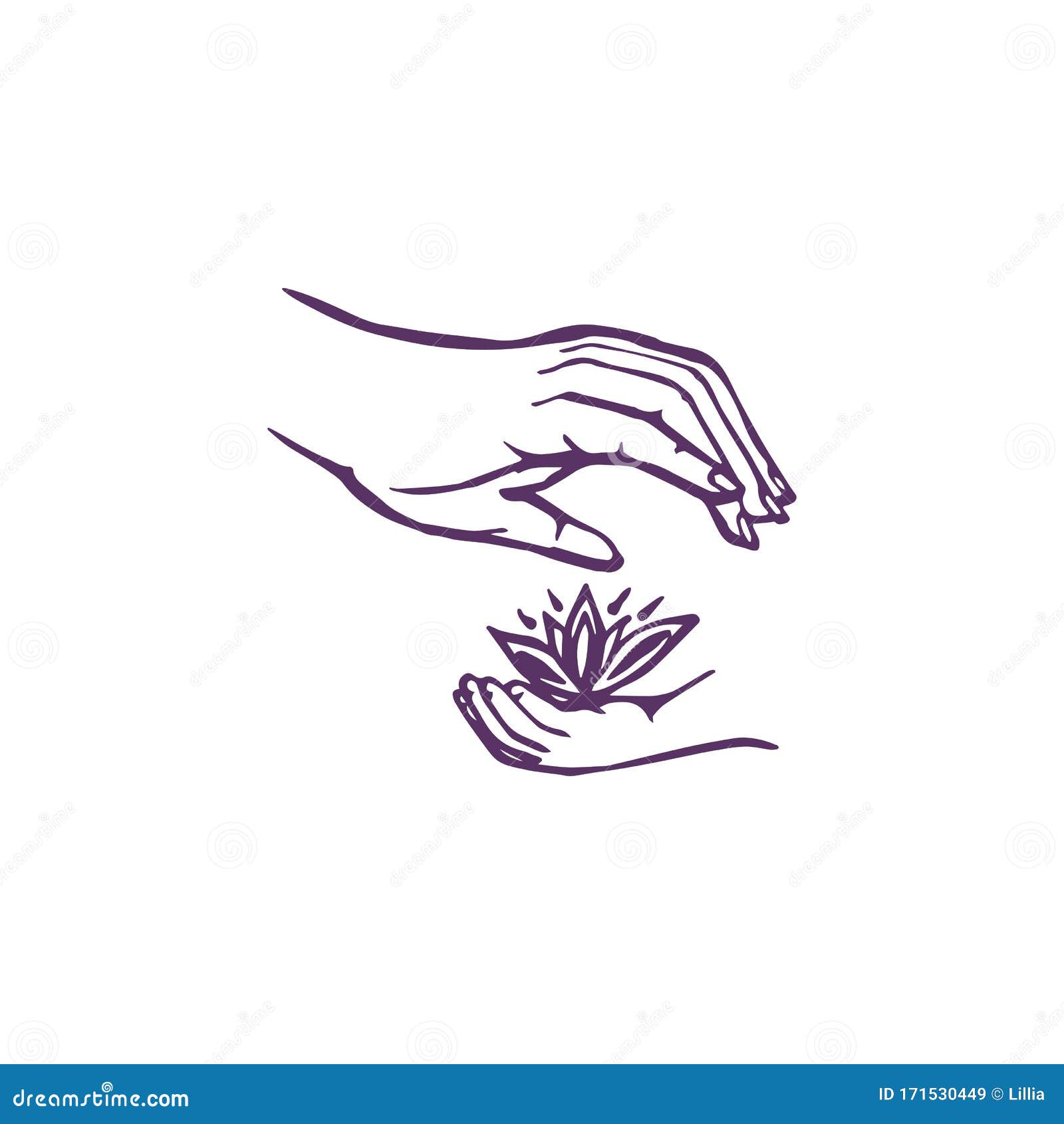 Hand Drawn Palms of Mom and Baby with Flower Stock Vector ...