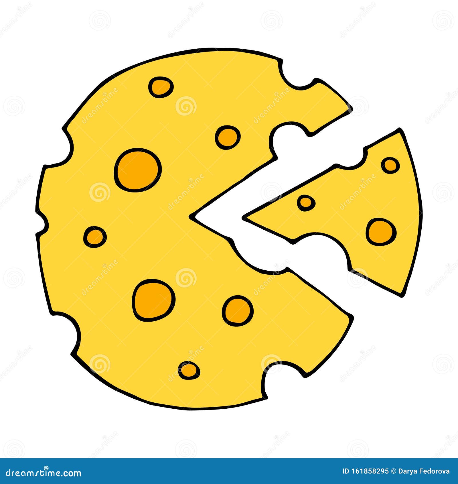 Hand Drawn of Part of Cheese Cartoon Doodle, Isolated on White Stock