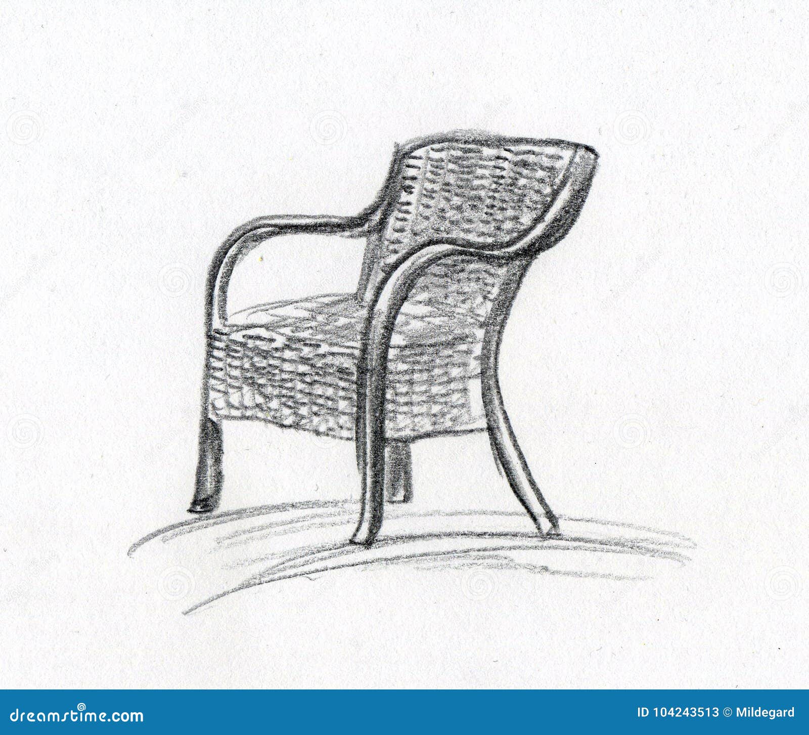 Wicker Chair Pencil Sketch Stock Illustration Illustration Of