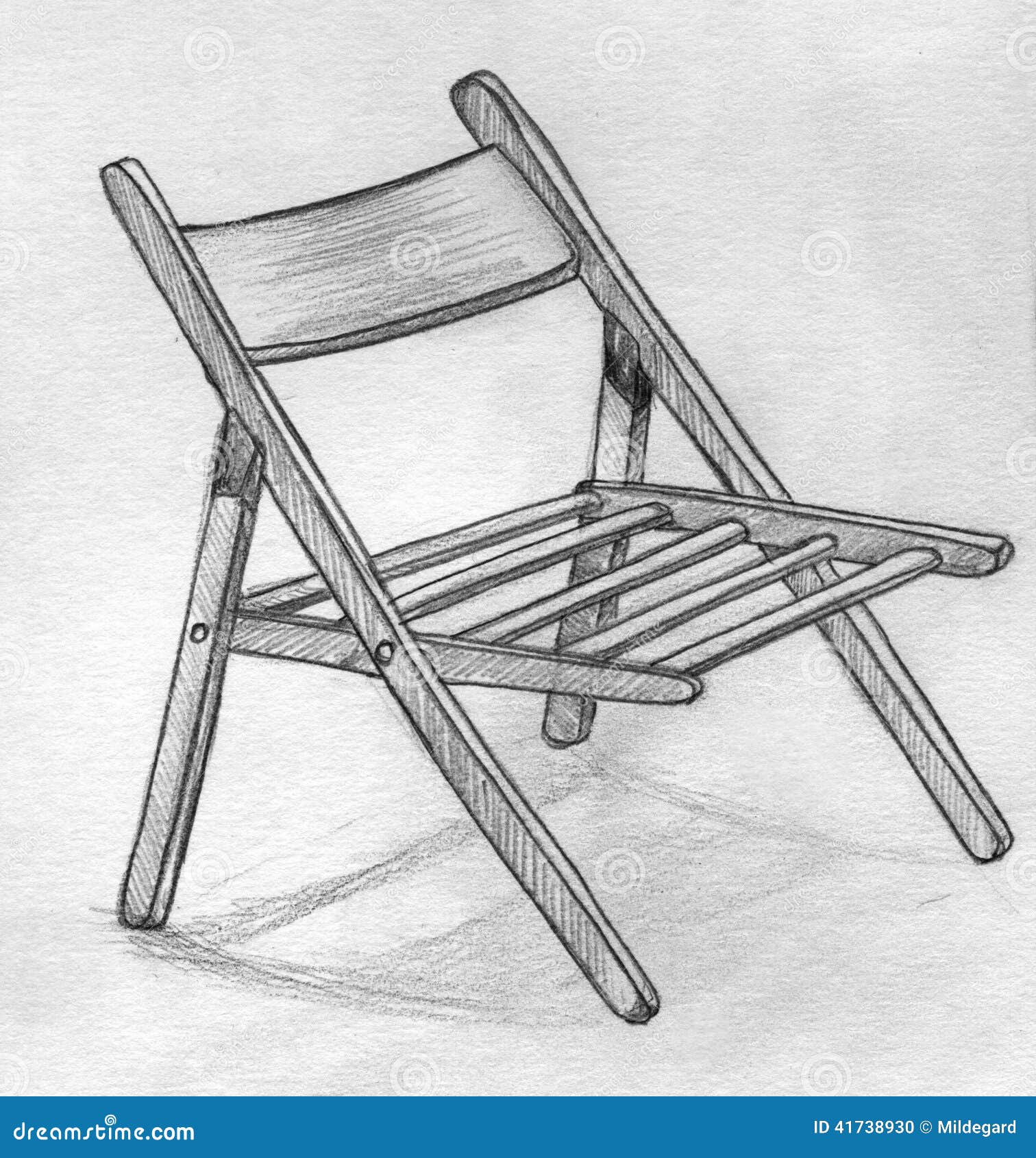 Hand Drawn Pencil Sketch Of A Folding Chair Stock Illustration