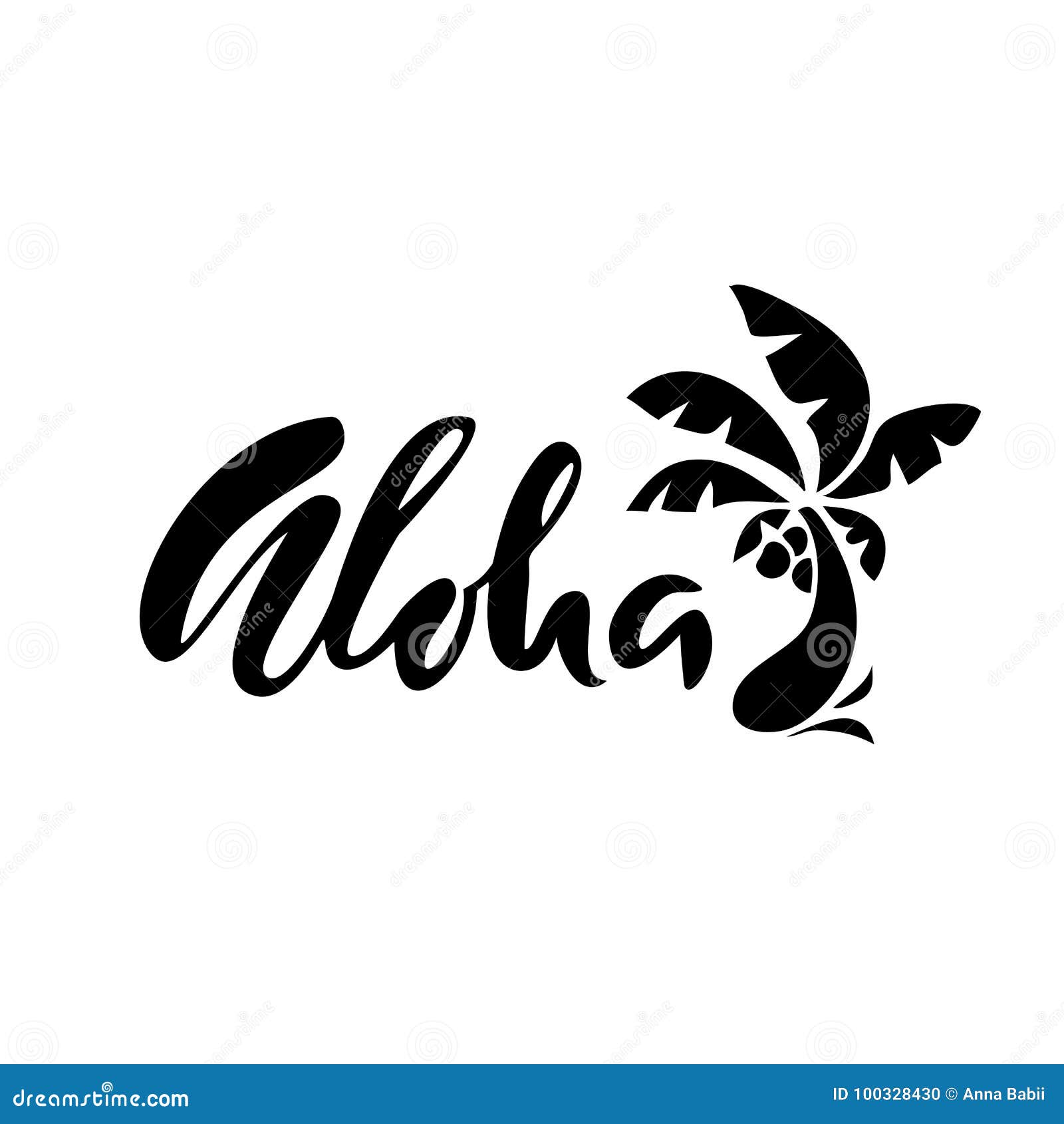 Hand Drawn Phrase Aloha. Lettering Design. Vector Palm Illustration ...