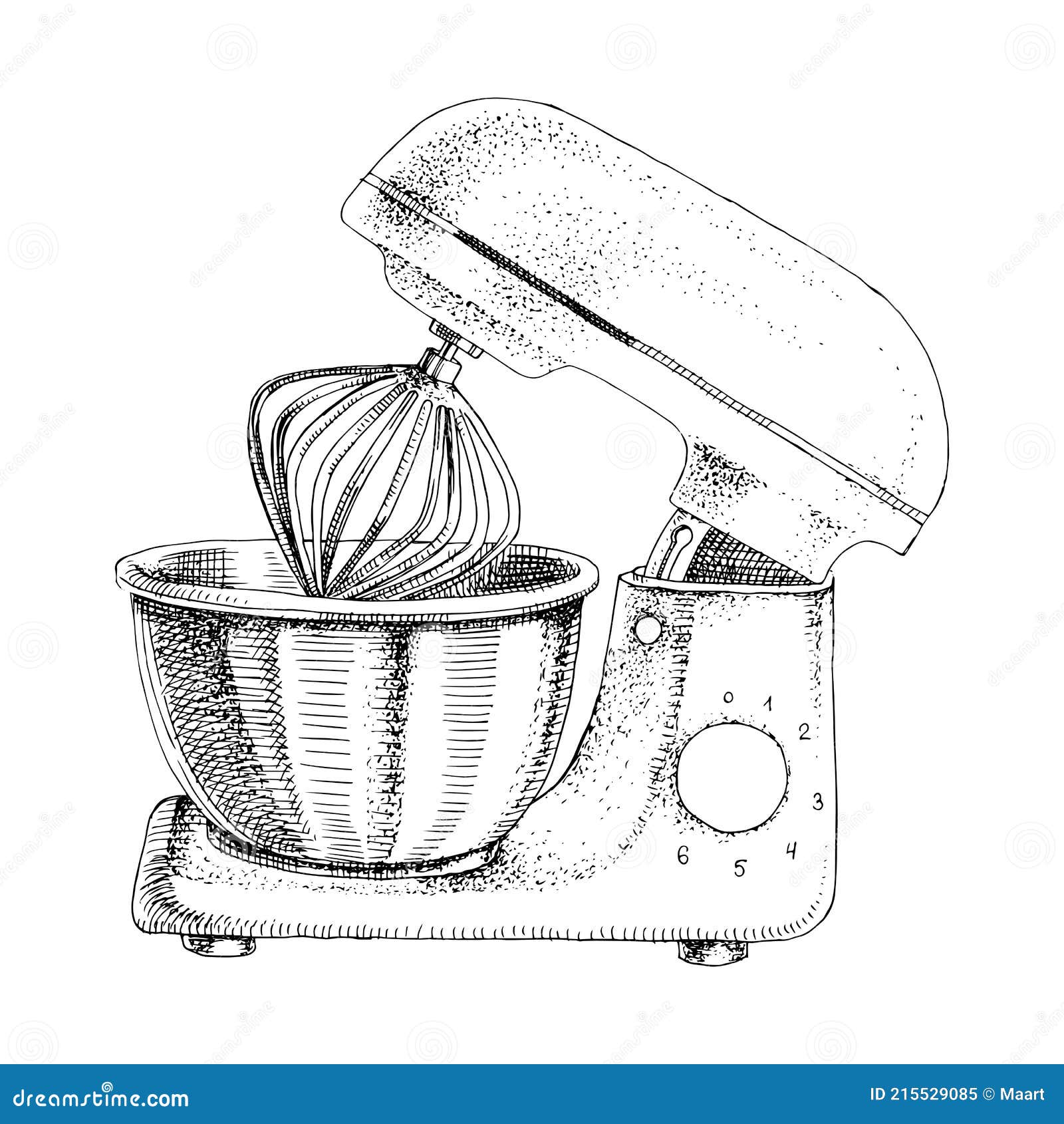 Linear Sketch of a Kitchen Appliance Mixer Stock Vector - Illustration of  bowl, cafe: 194359146