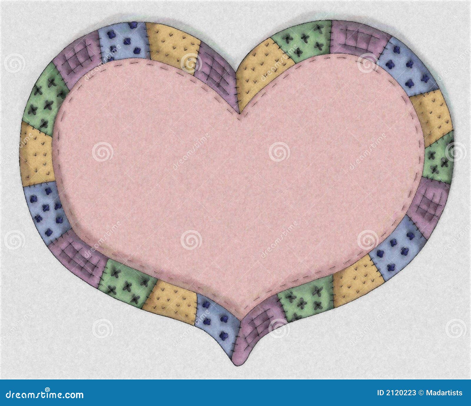 Hand Drawn Pink Quilt Heart Stock Illustration Illustration of
