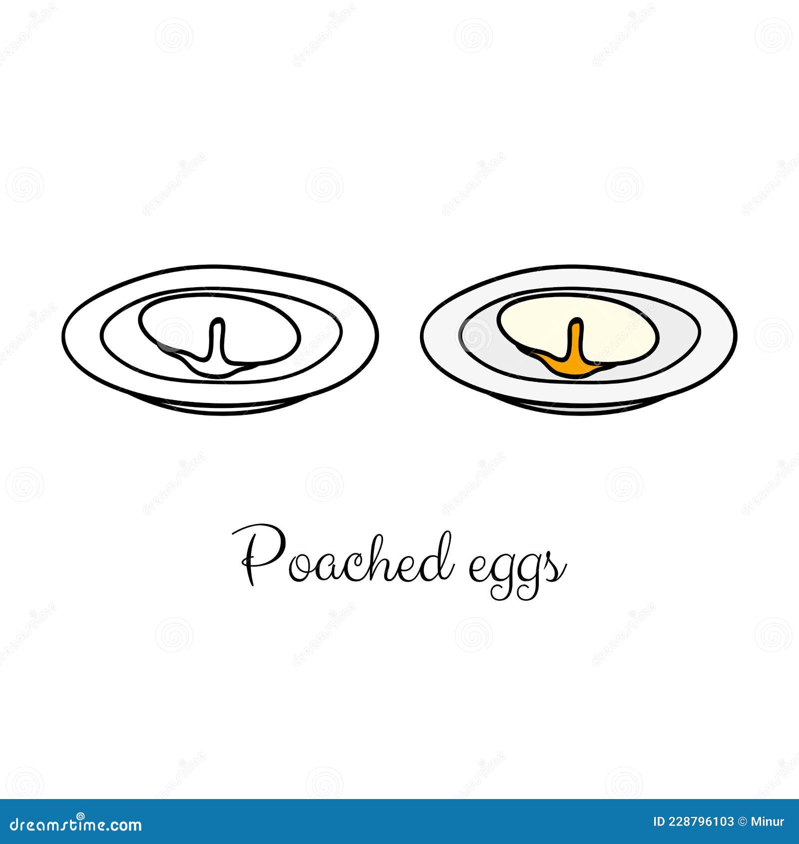 Hand drawn poached egg. stock vector. Illustration of menu 228796103