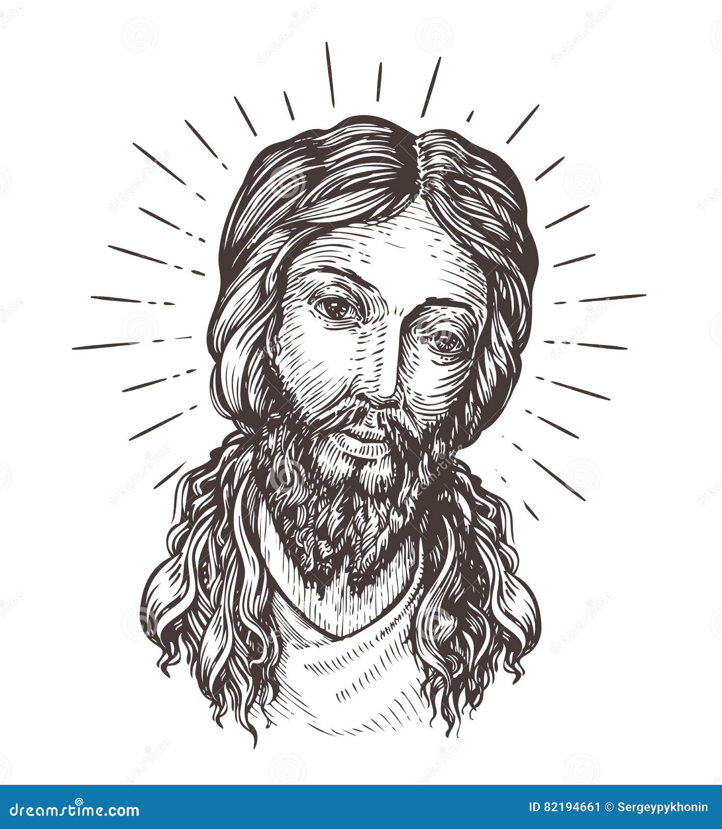 Hand-drawn Portret Van De Vectorillustratie Van Jesus Christ Sketch ...