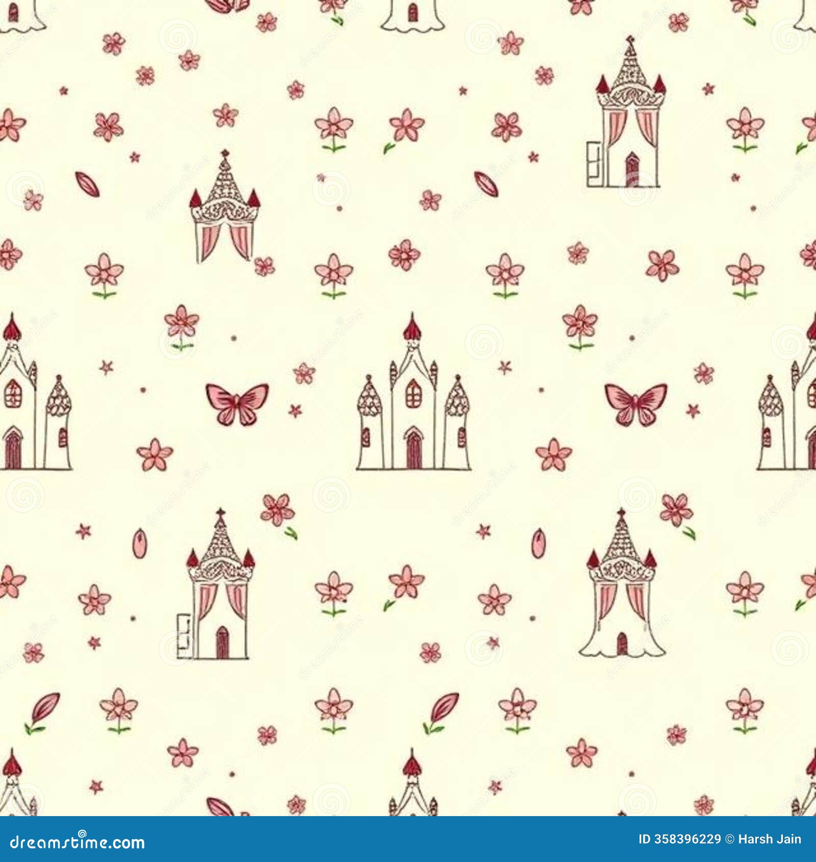 hand-drawn princess pattern 