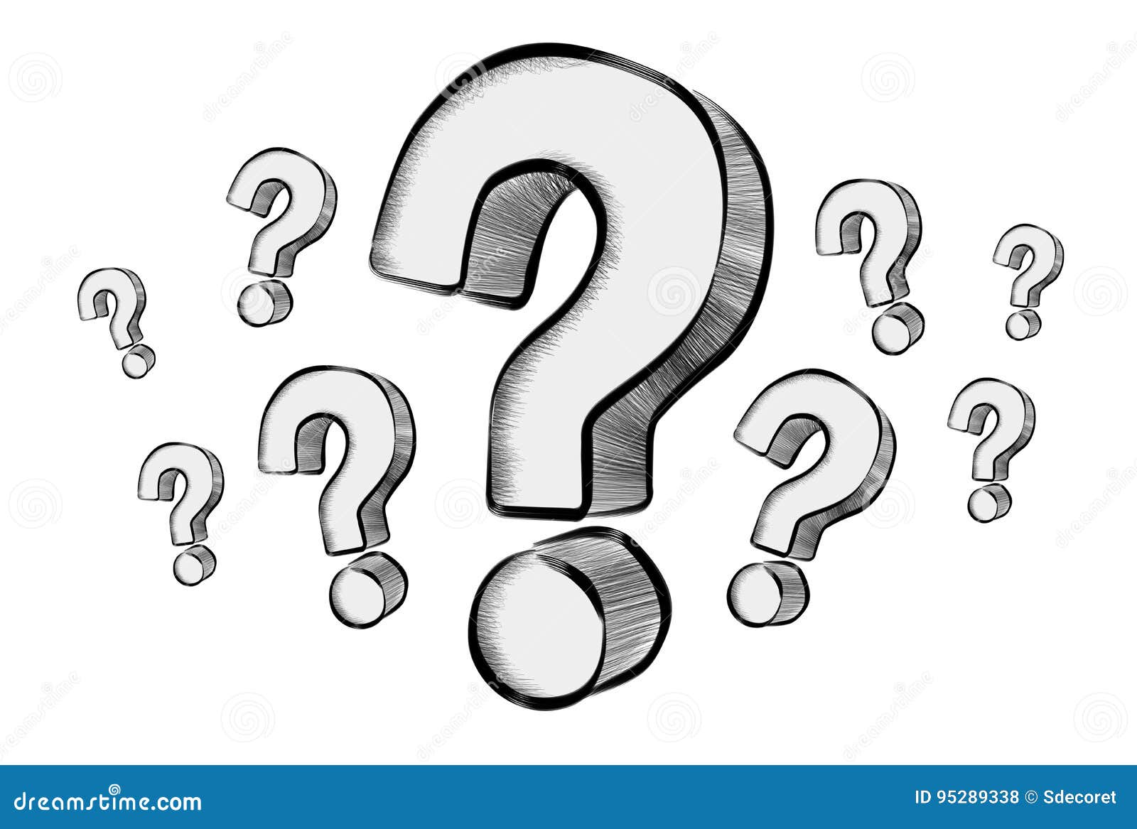 Hand Drawn Question Marks Sketch Stock Illustration - Illustration of  unknown, information: 95289338
