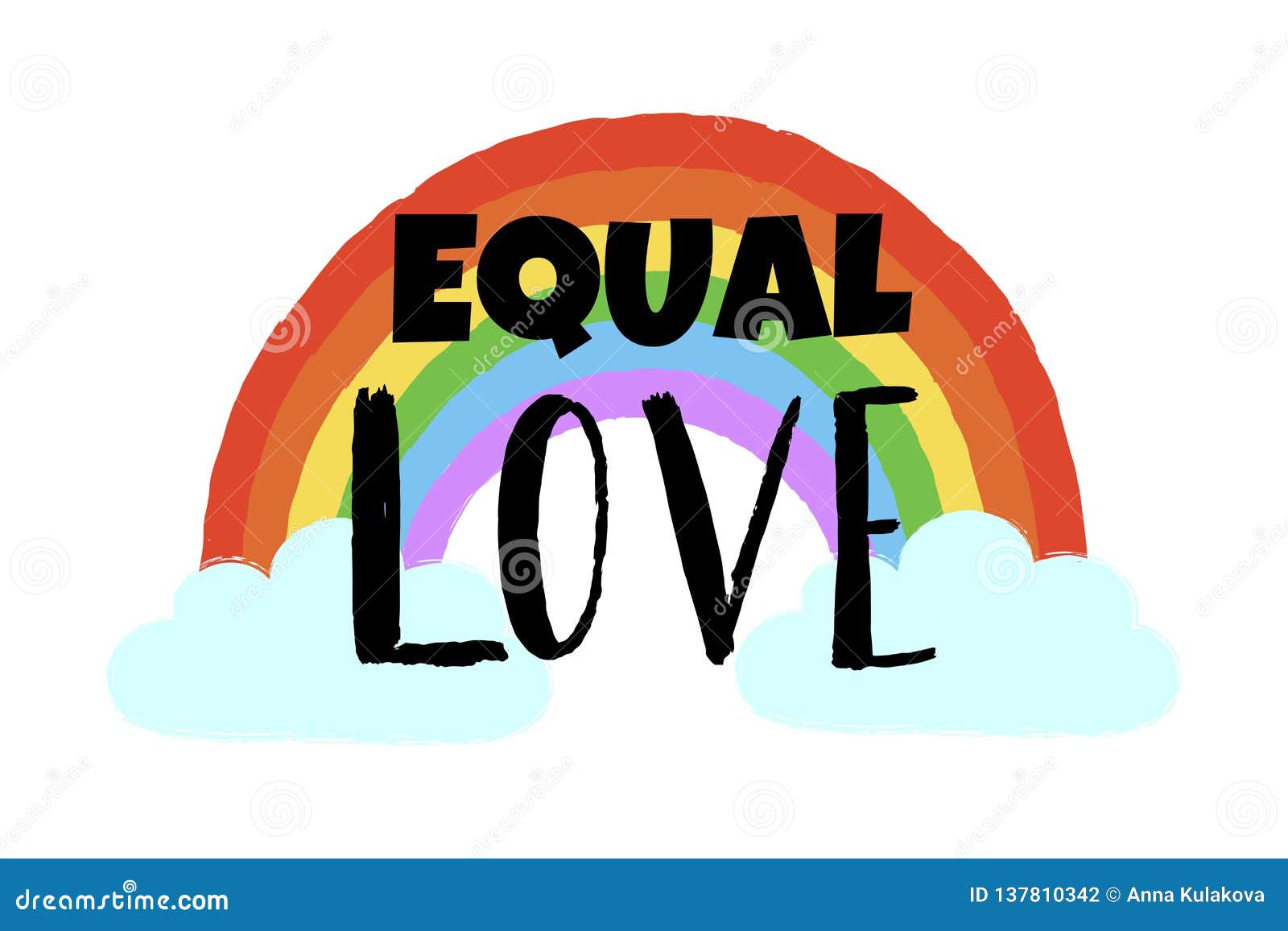 konsulent Himmel gasformig Hand Drawn Rainbow, Cloud and Text Equal Love . Inspirational Gay Pride  Poster, Homosexuality Emblem. LGBT Rights Concept Stock Illustration -  Illustration of lettering, emblem: 137810342