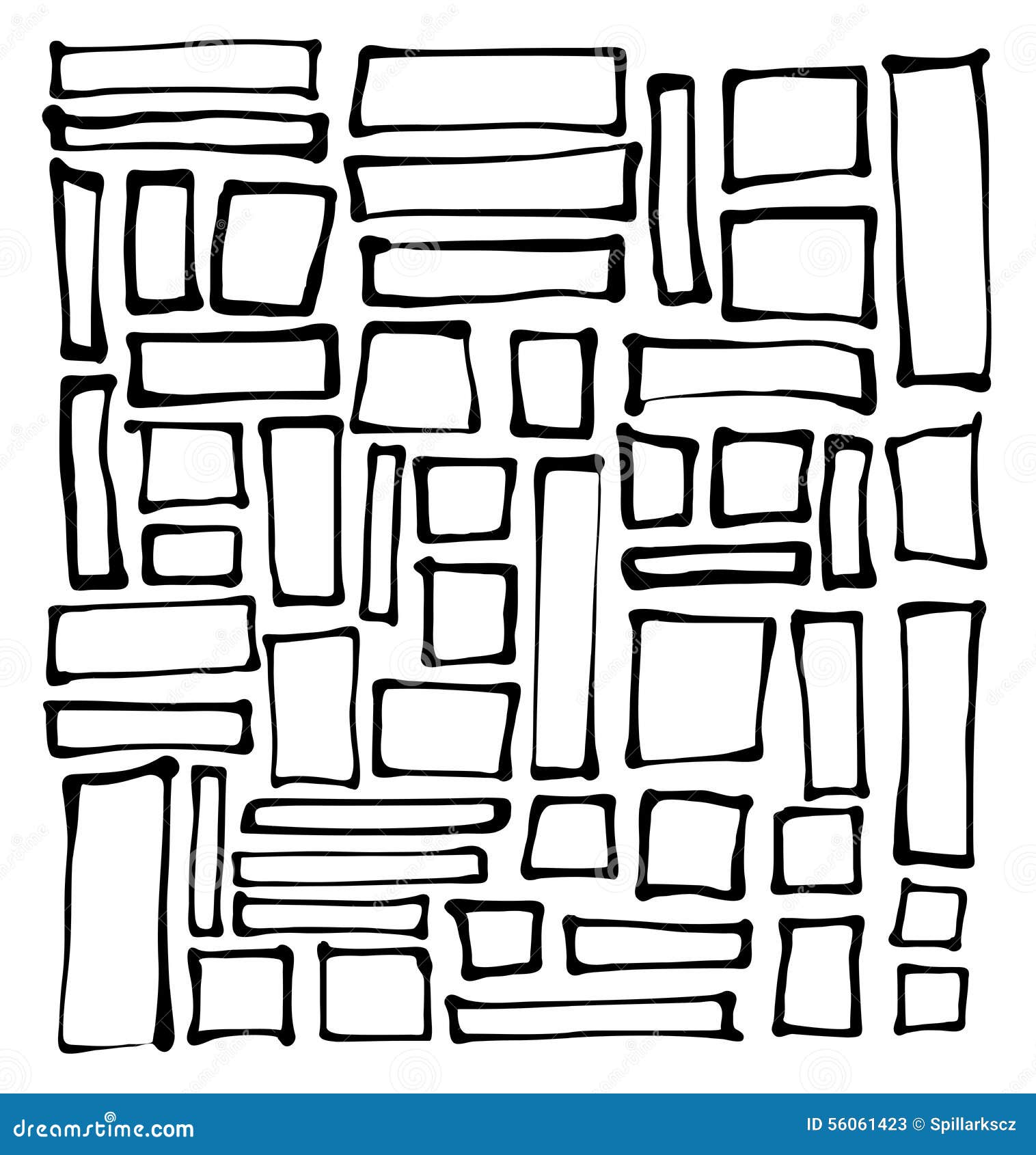 Hand-drawn Rectangle and Square Shapes Over White Stock Vector