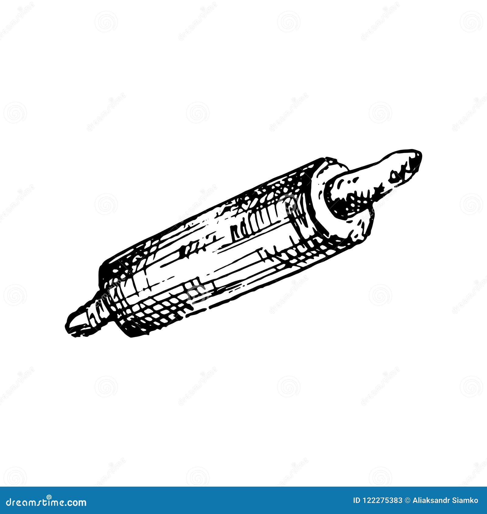 Hand Drawn Rolling Pin Doodle. Sketch Style Icon. Decoration Element