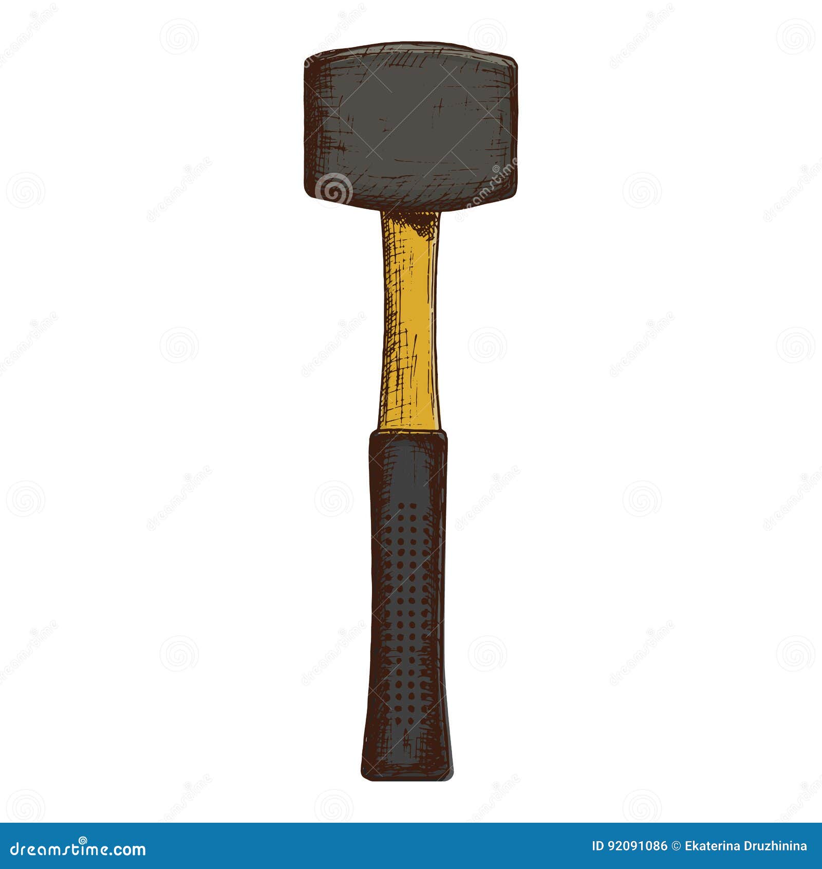 Hand drawn rubber mallet stock vector. Illustration of industrial