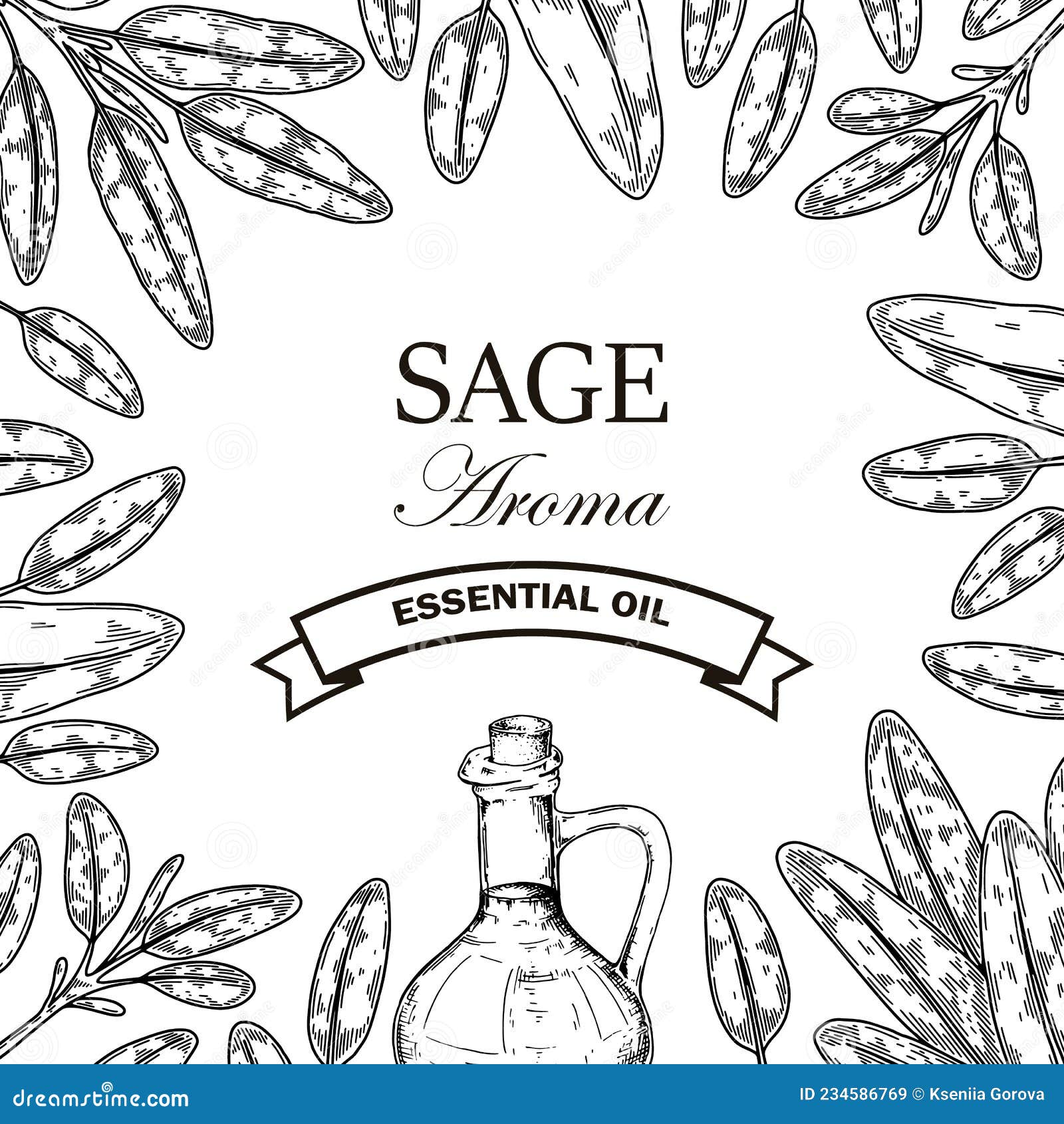 Hand Drawn Sage Design. Vector Illustration in Sketch Style Stock ...