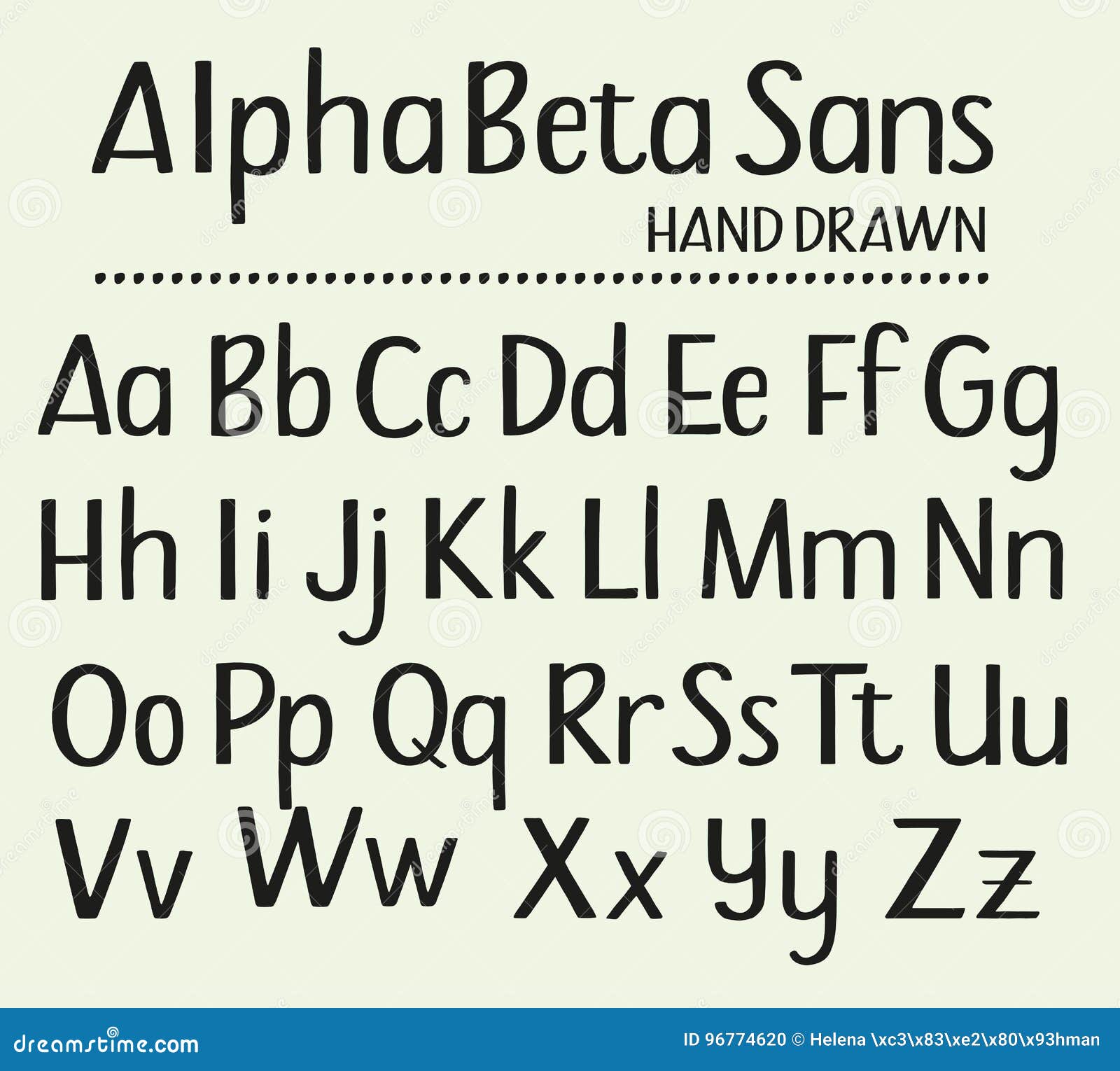 hand drawn sans serifs alphabet