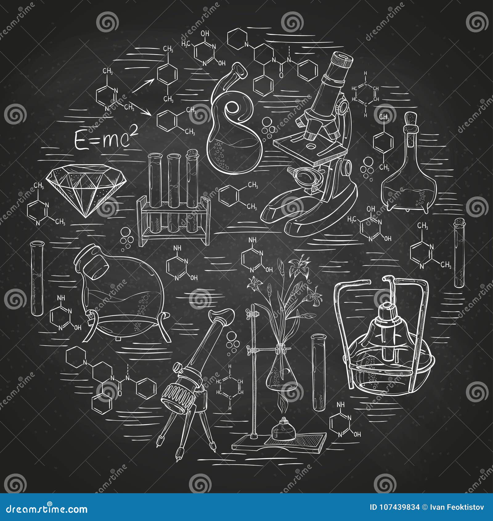 Image Details ING3819238961  Chemistry Sketch Icons Set  Chemistry  sketch icons set on checked exercise book background isolated vector  illustration