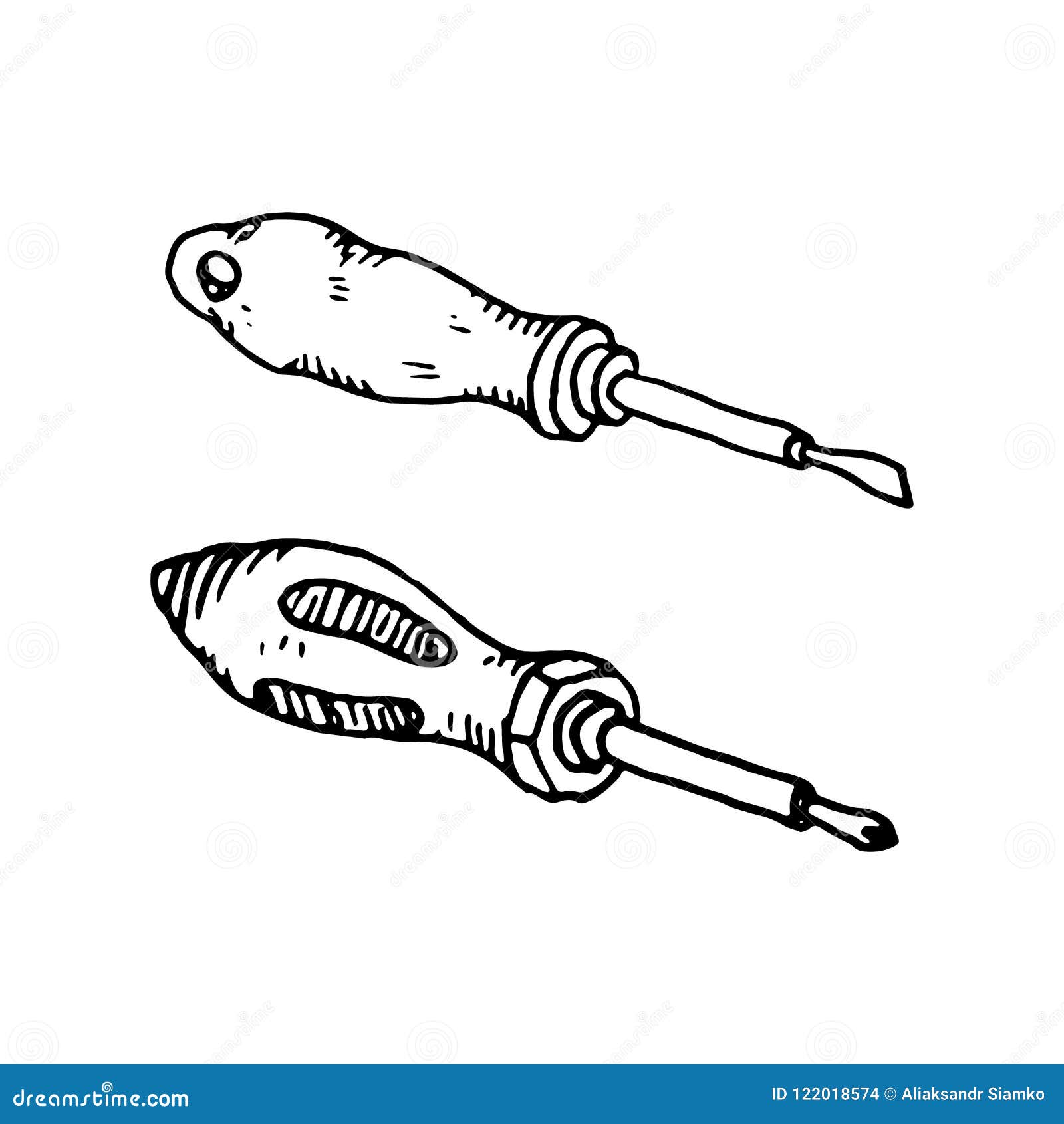 Hand Drawn Screwdrivers Doodle. Sketch Style Icon. Decoration Element