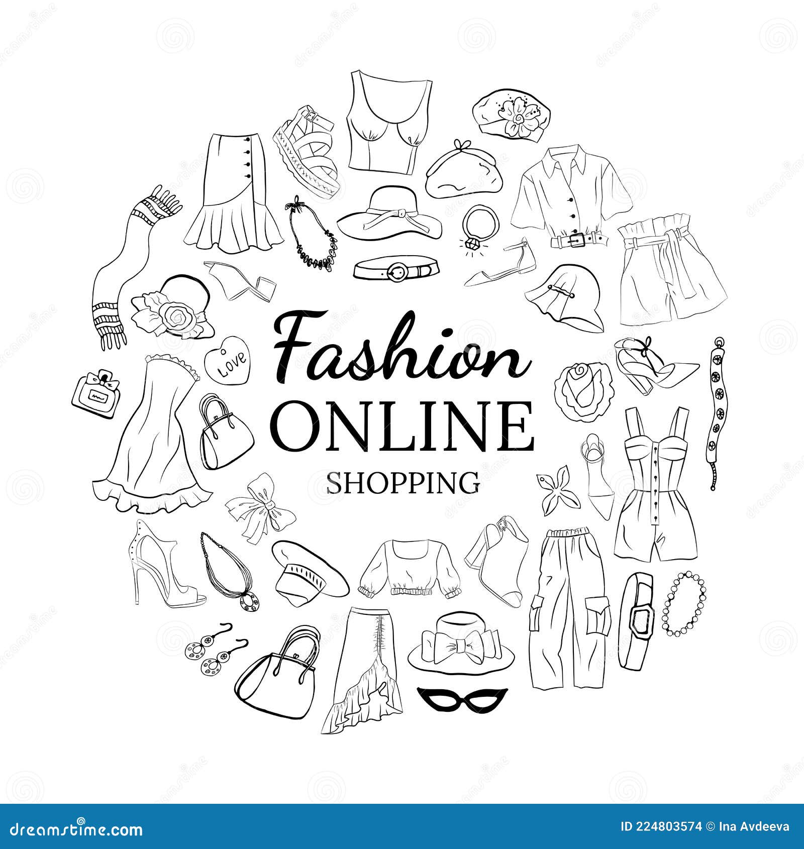 Beneden afronden verantwoordelijkheid Dankzegging Hand Drawn Set of Fashion Women`s Clothing and Accessories Stock Vector -  Illustration of elegant, elements: 224803574