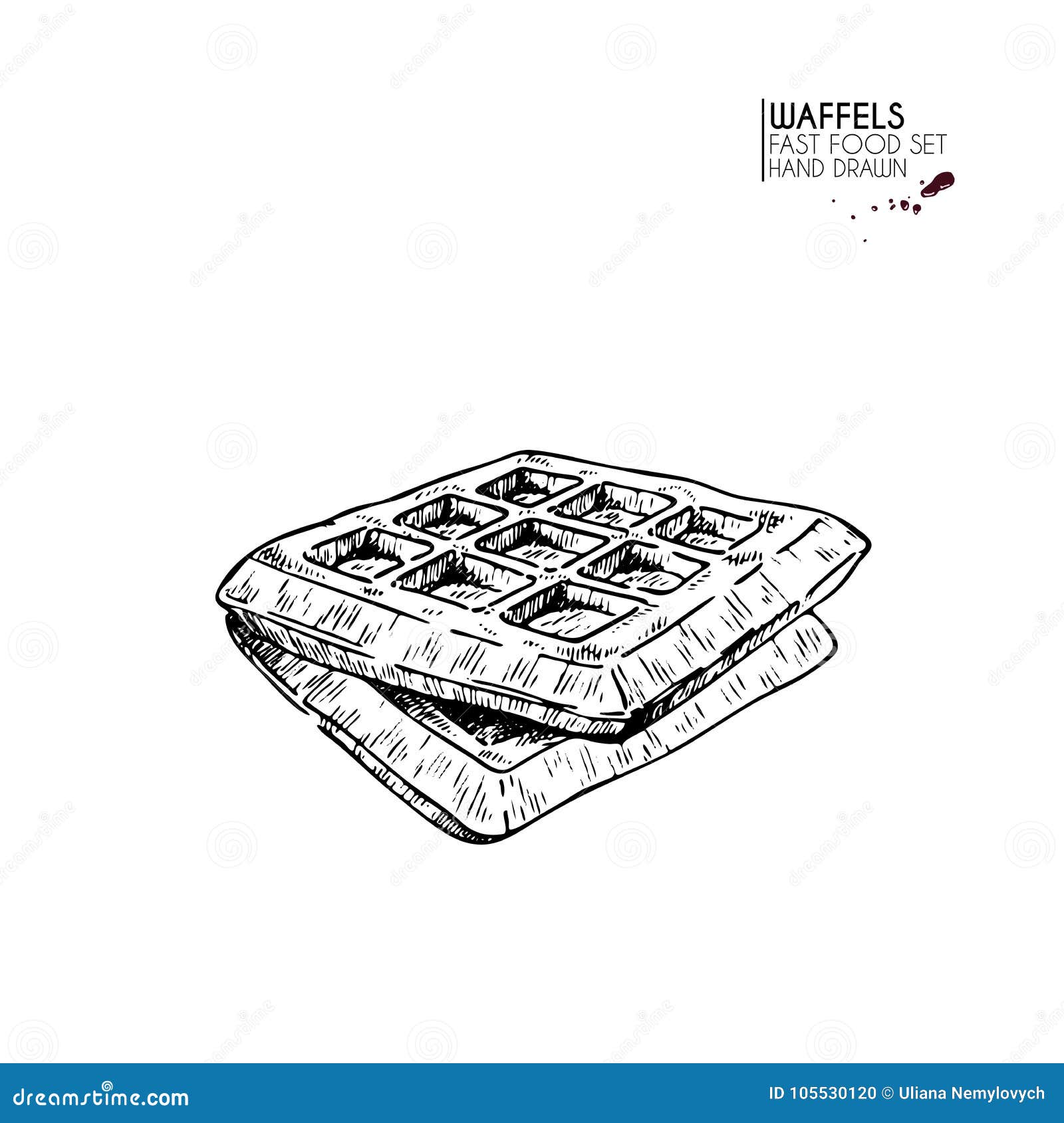 Hand Drawn Set Of Fast Food Sweet Belgian Waffles Breakfast Dessert Vintage Engraved Vector Illustration Isolated On Stock Vector Illustration Of Isolated Draw