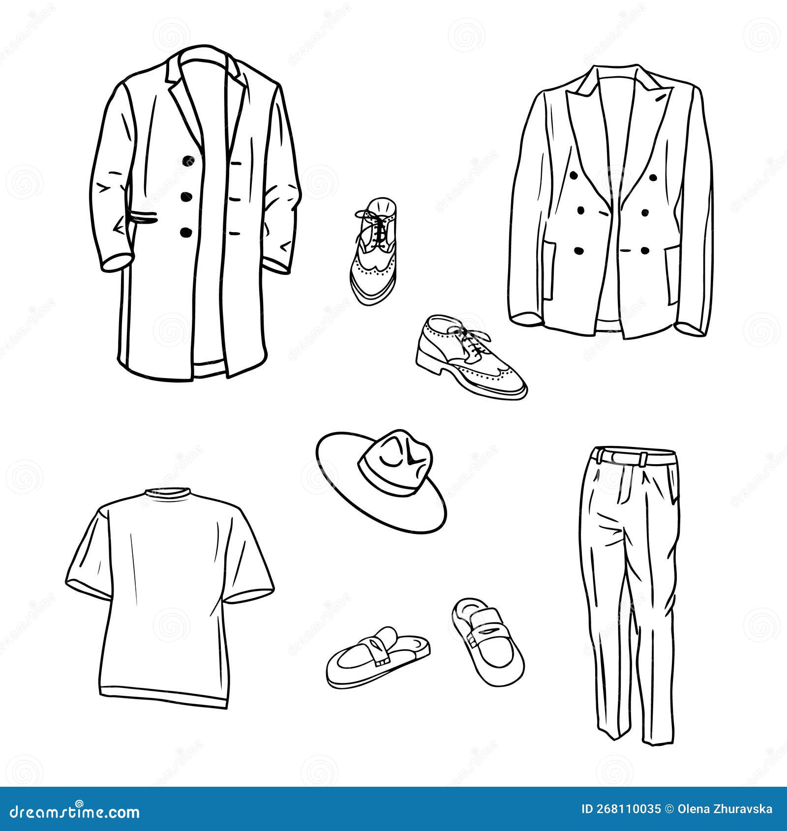 Hand Drawn Set of Men S Elegant Clothes Sketches Stock Illustration ...