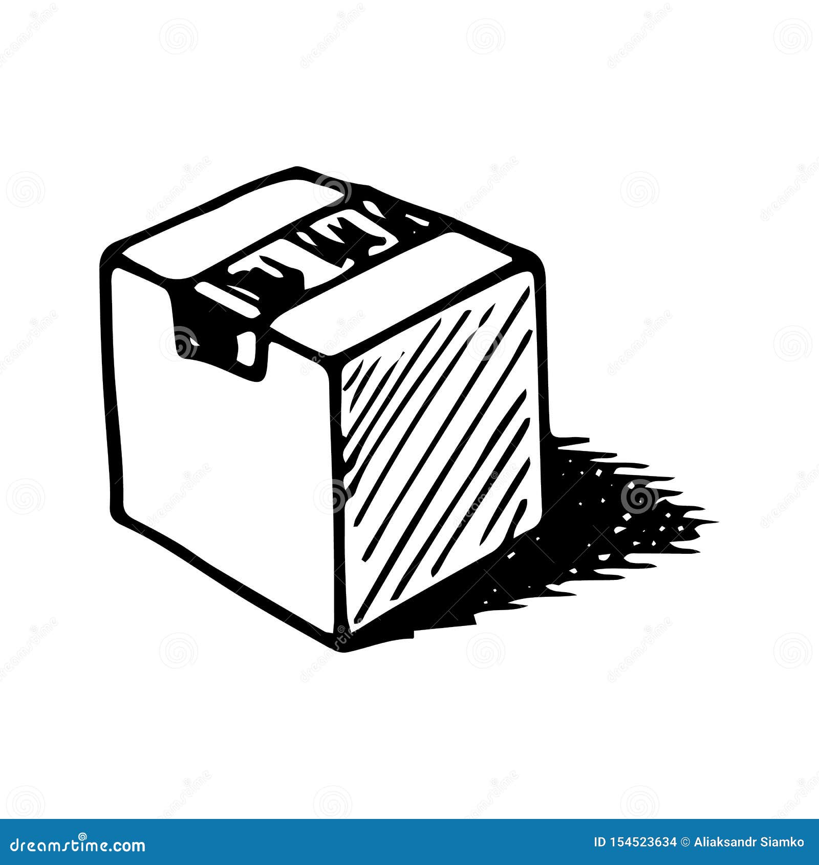 Hand Drawn Shipping Box Doodle. Sketch Style Icon. Decoration Element