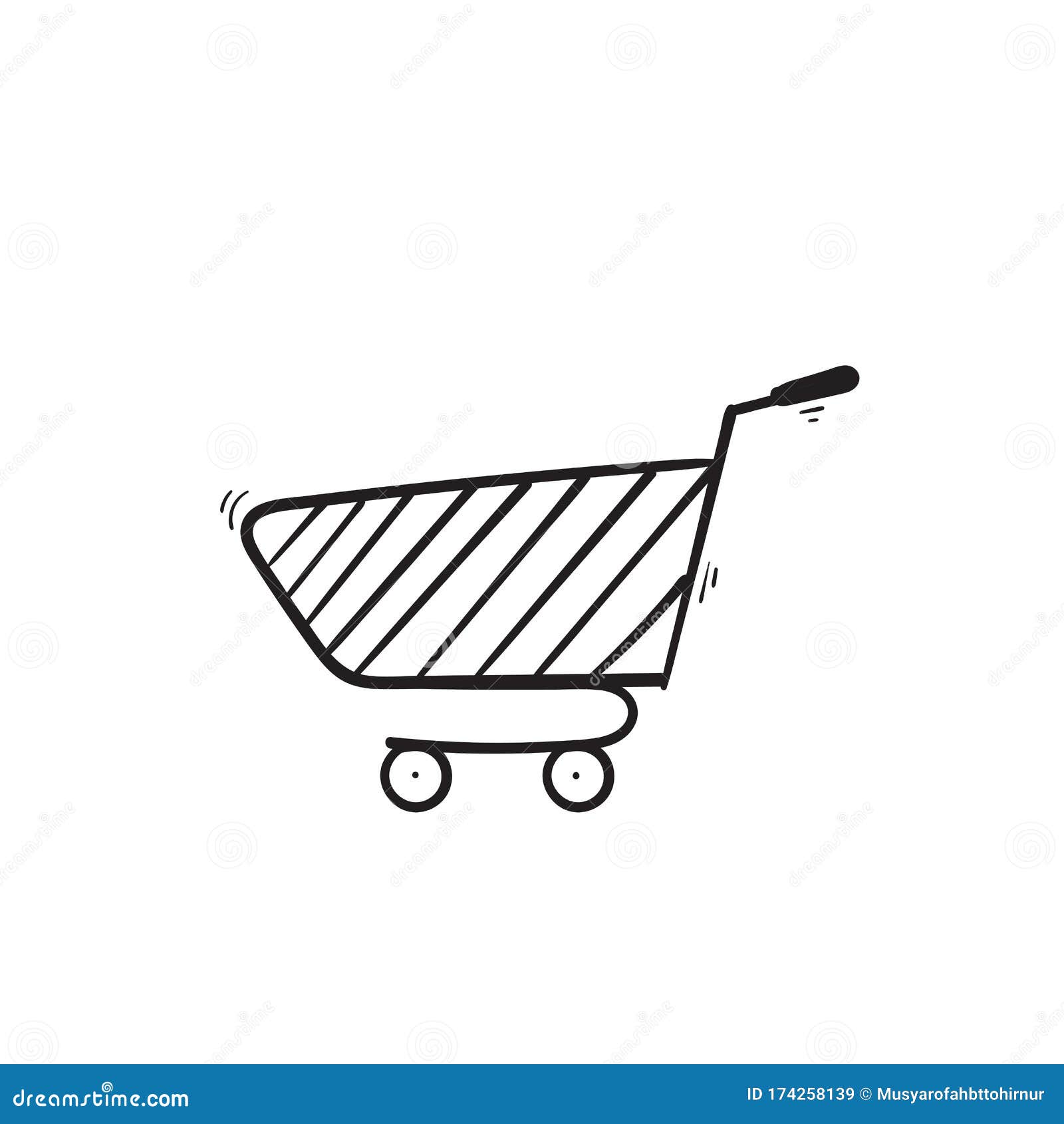 Hand Drawn Shopping Cart Icon Illustration Doodle Style Vector Stock