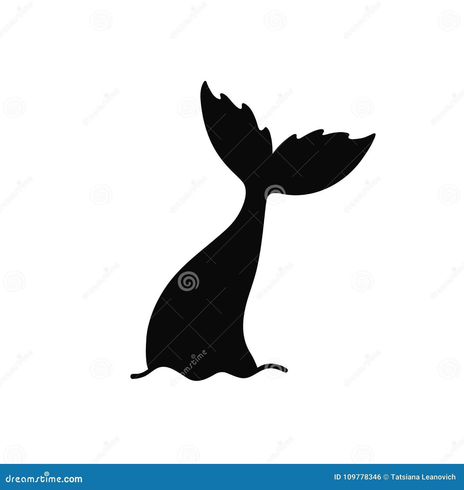Hand Drawn Silhouette of Mermaid`s Tail. Vector Icon Isolated on White  Background Stock Vector - Illustration of pool, mythology: 109778346