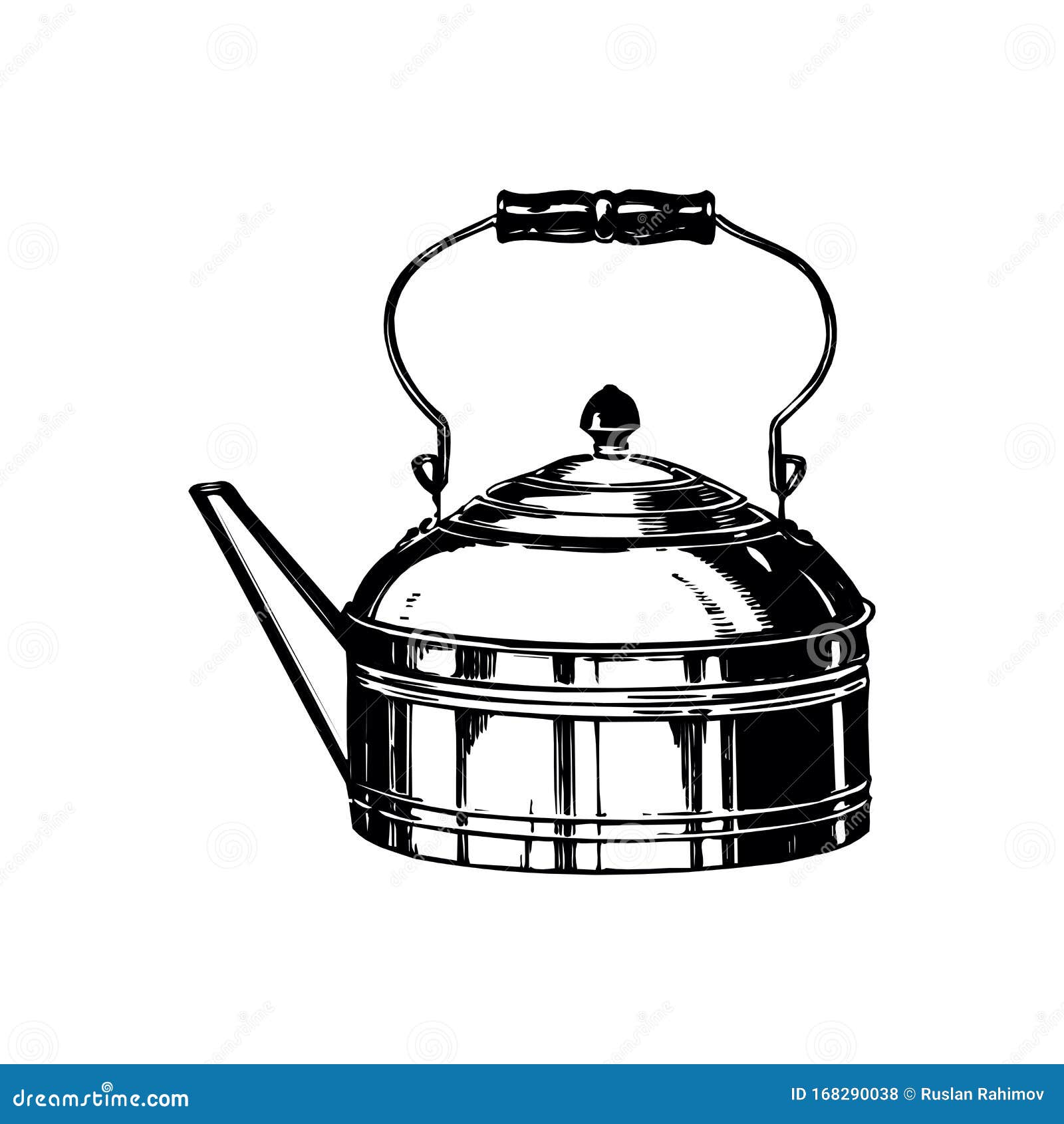 Handdrawn Silhouette of a Tea Kettle. Vector Illustration Stock