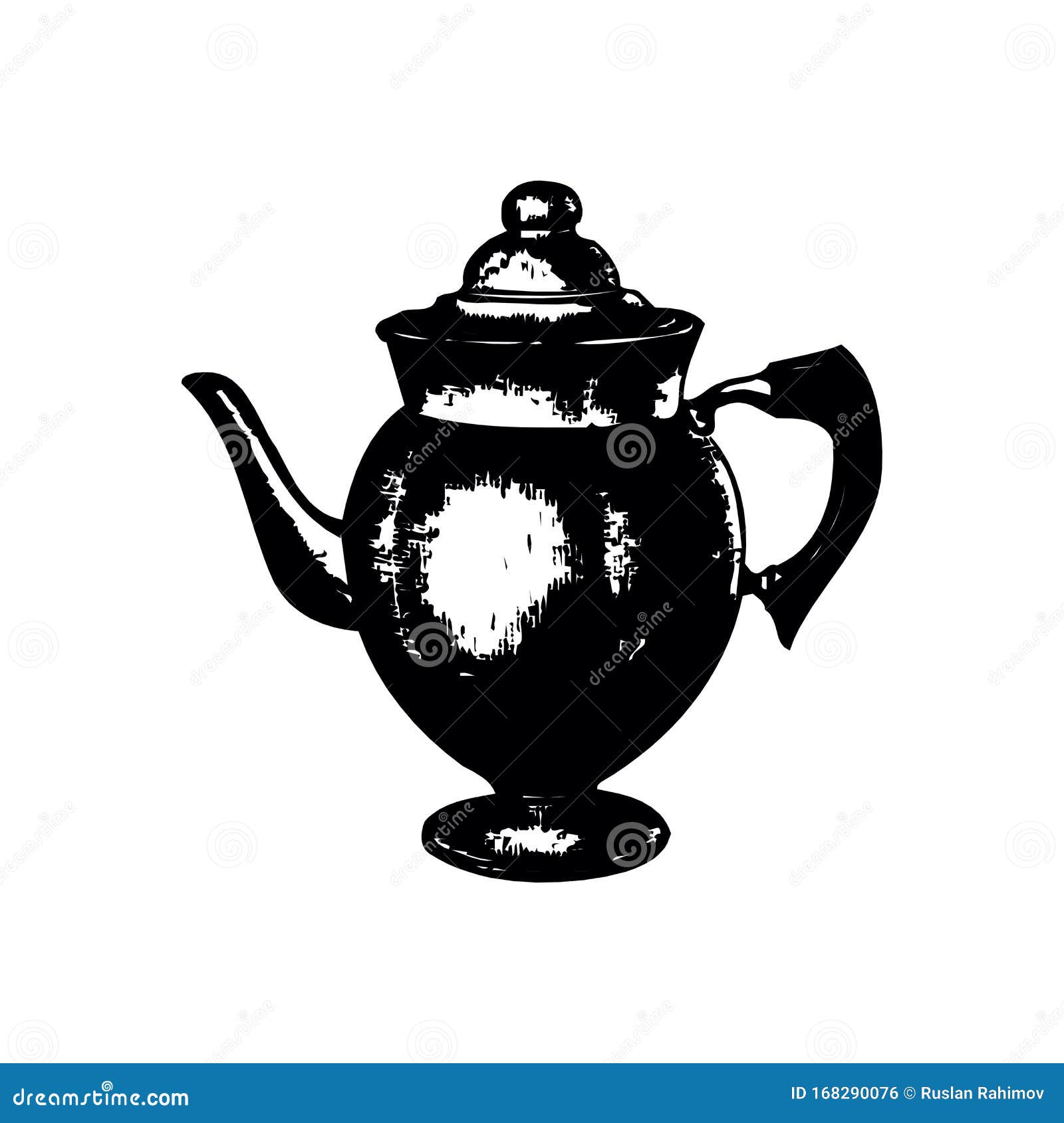 Handdrawn Silhouette Of A Tea Kettle. Vector Illustration Stock