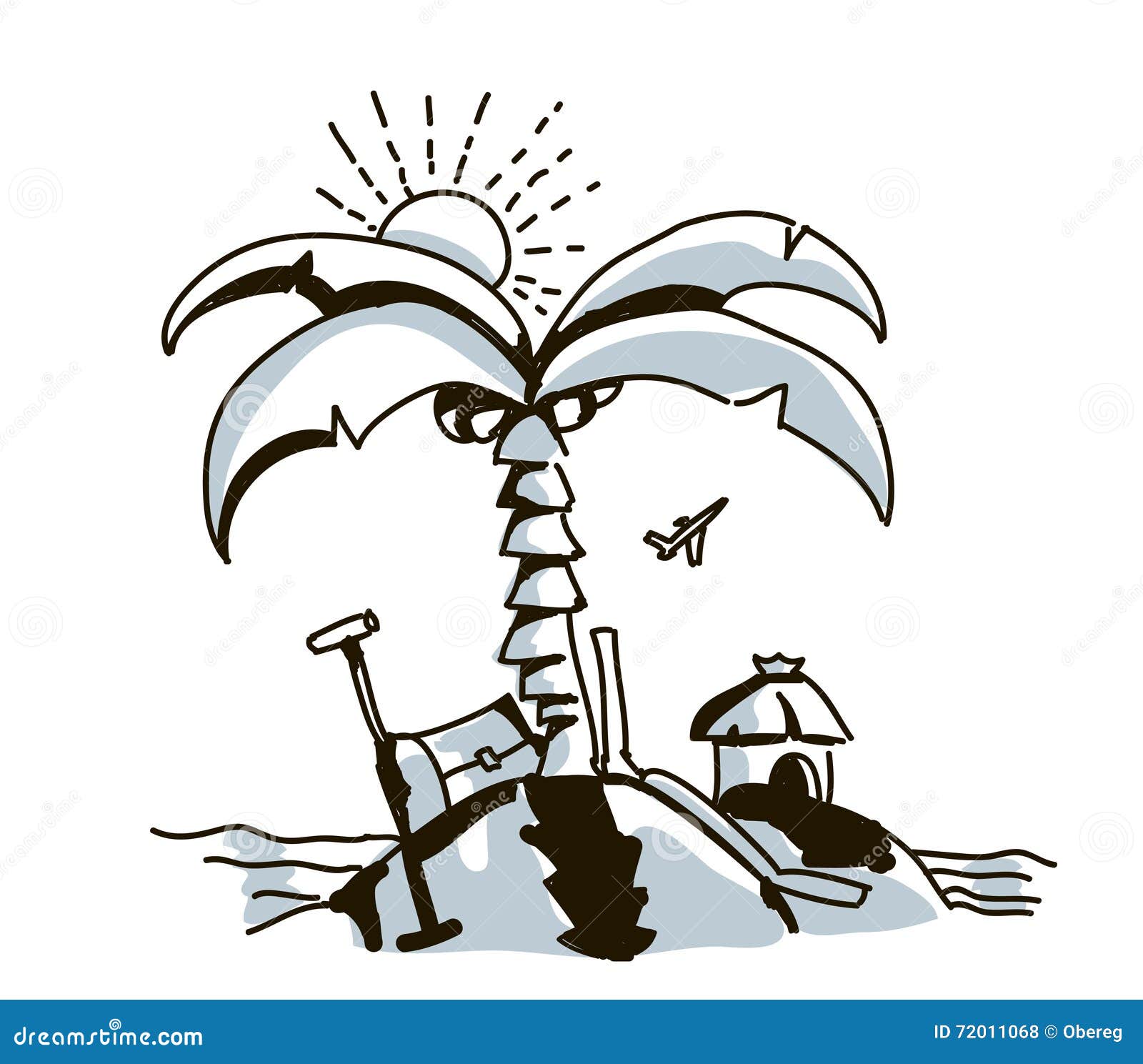 Drawn vacation poster seaside view beach sketch Vector Image
