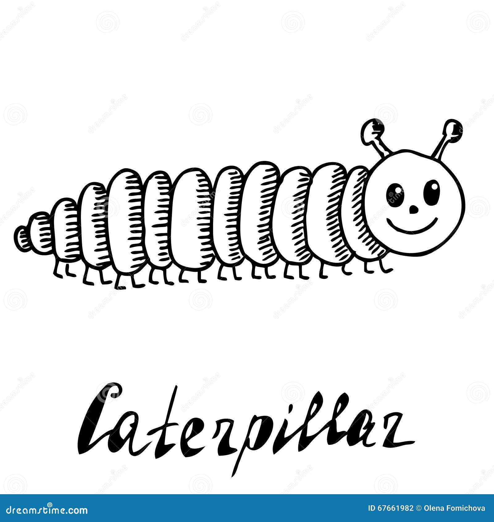 Hand Drawn, Sketch, Cartoon Illustration of Caterpillar Stock Vector -  Illustration of face, papilio: 67661982